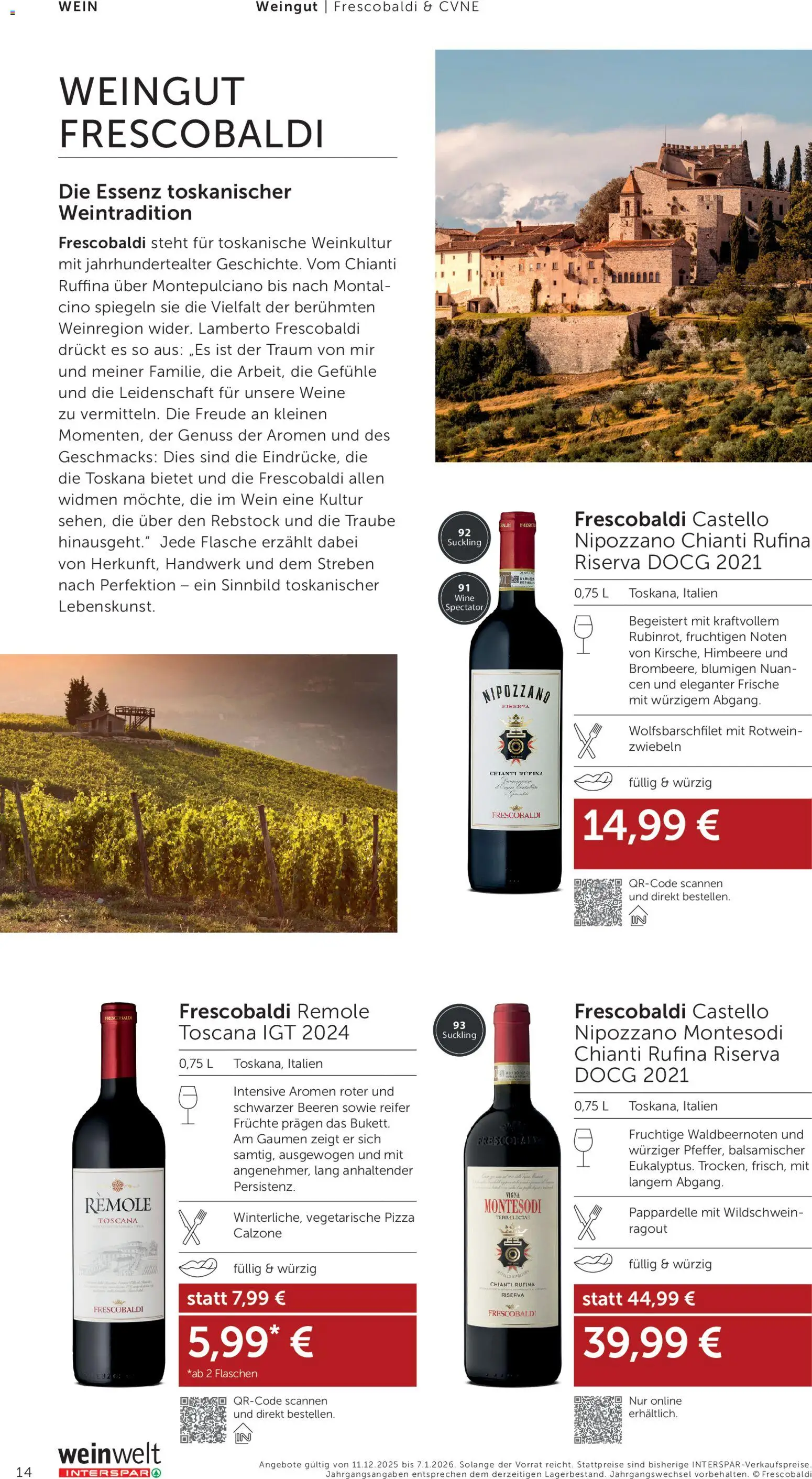 Interspar Wein Welt gültig ab 11.12.2025 | Seite: 14 | Produkte: Zwiebeln, Himbeere, Pizza, Wein
