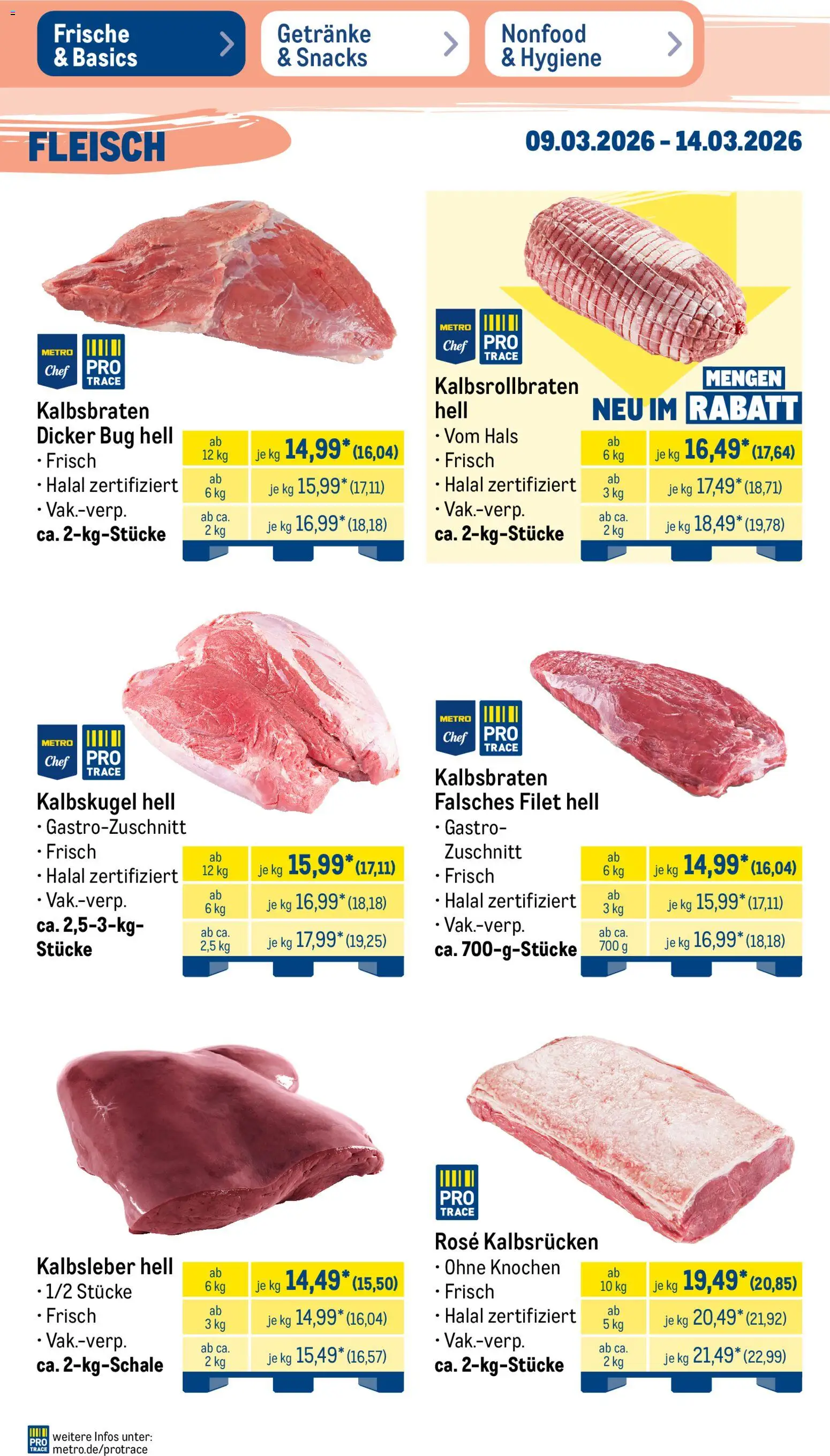 Metro Prospekt 	 – gültig ab 09.03.2026 | Seite: 3 | Produkte: Kalbsleber, Fleisch
