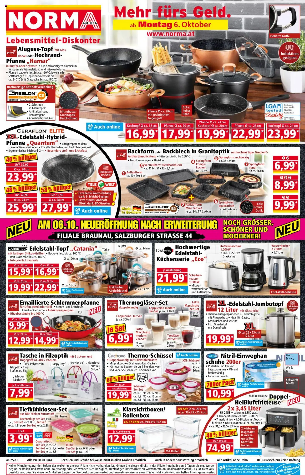 Norma Flugblatt gültig ab 06.10.2025 | Seite: 1 | Produkte: Tasche, Herd, Kaffeemaschine, Wasserkocher