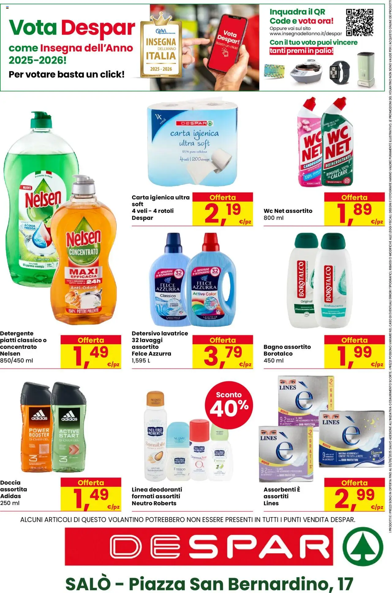 Volantino Despar del 21.08.2025 | Pagina: 16 | Prodotti: Candeggina, Limone, Lavatrice, Bagno