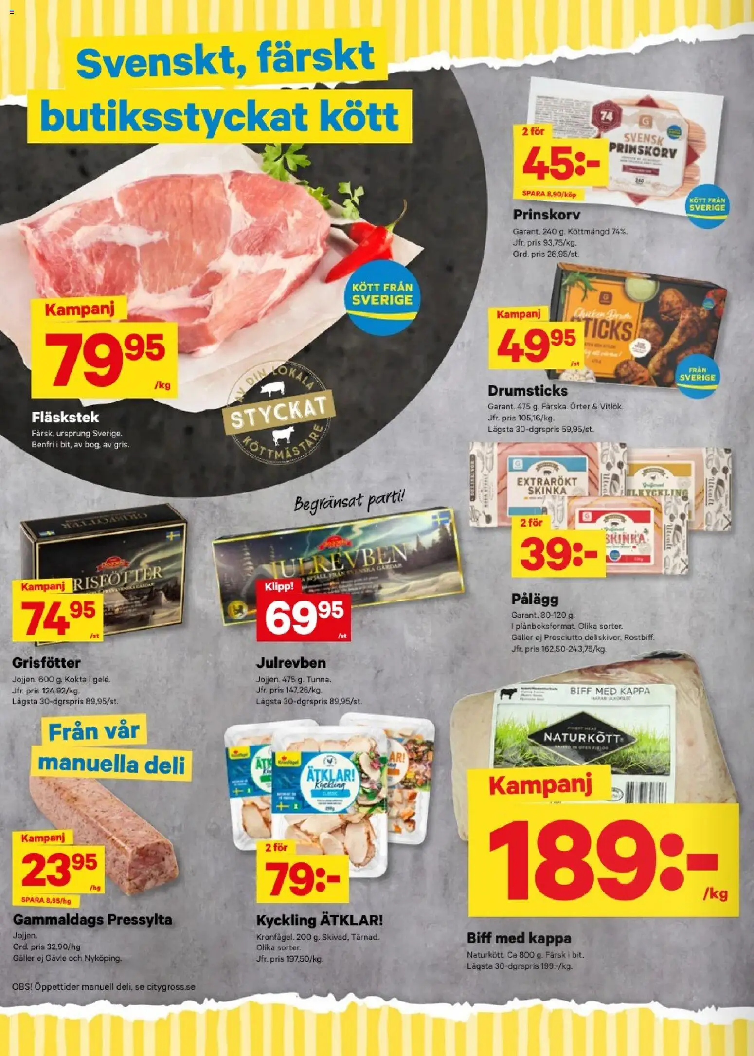 City Gross reklamblad aktuell från 22.12.2025 | Sida: 2 | Produkter: Prinskorv, Galler, Kappa, Skinka