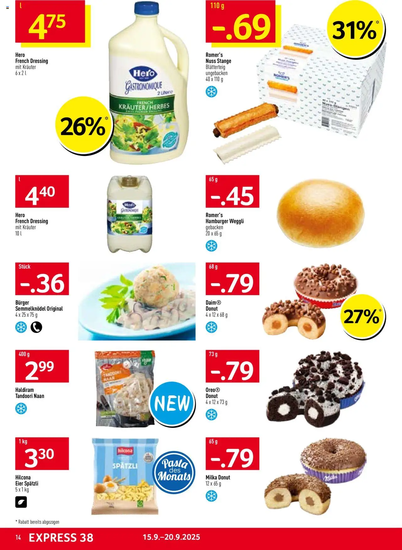Prodega Aktionen – gültig ab 15.09.2025 | Seite: 14 | Produkte: Dressing, Burger, Eier