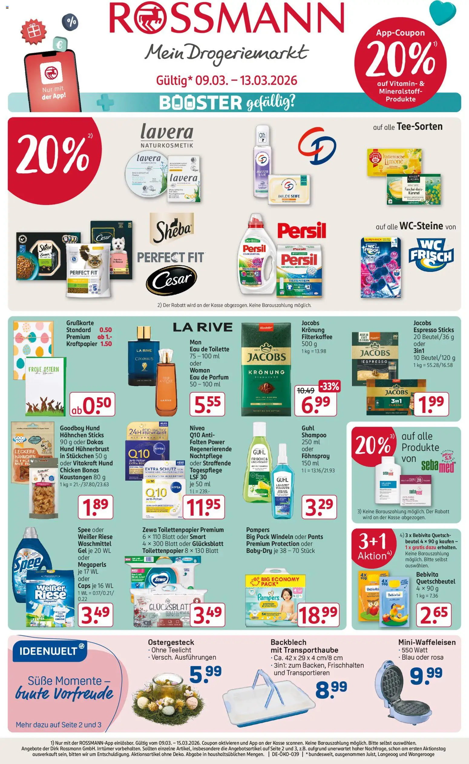 Rossmann Prospekt 	 – gültig ab 09.03.2026 | Seite: 1 | Produkte: Pampers, Parfüm, Eau de Toilette, Zewa