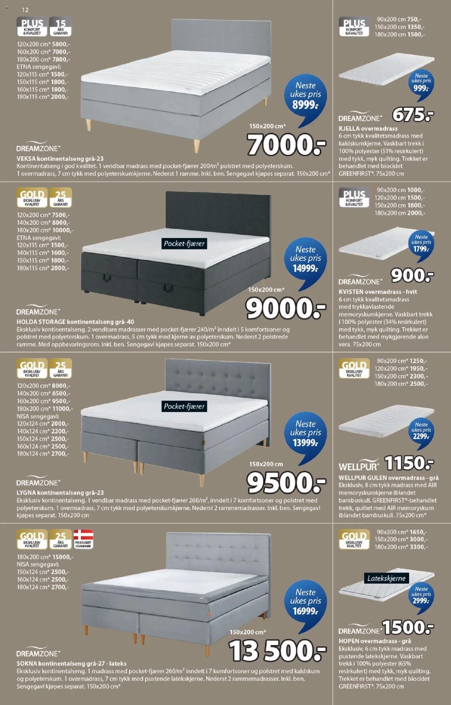 {H1} | Side: 12 | Produkter: Overmadrass, Суміш дитяча, Madrass, Sengegavl