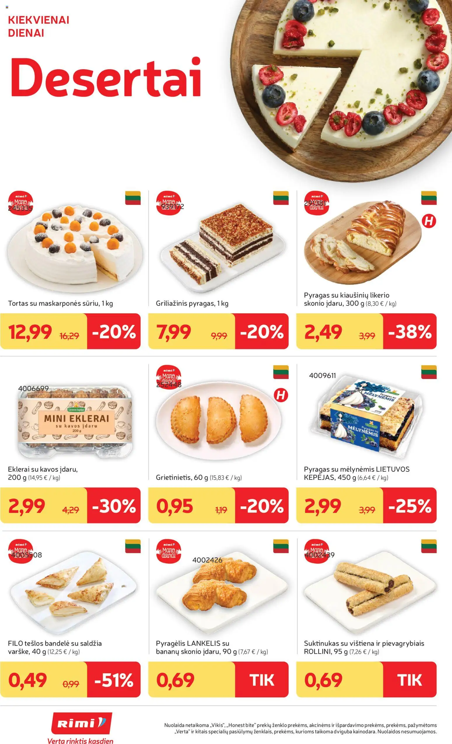 Rimi akcijos nuo 21.04.2026 | Puslapis: 14 | Prekių: Bandelė, Tortas, Pyragas, Vištiena