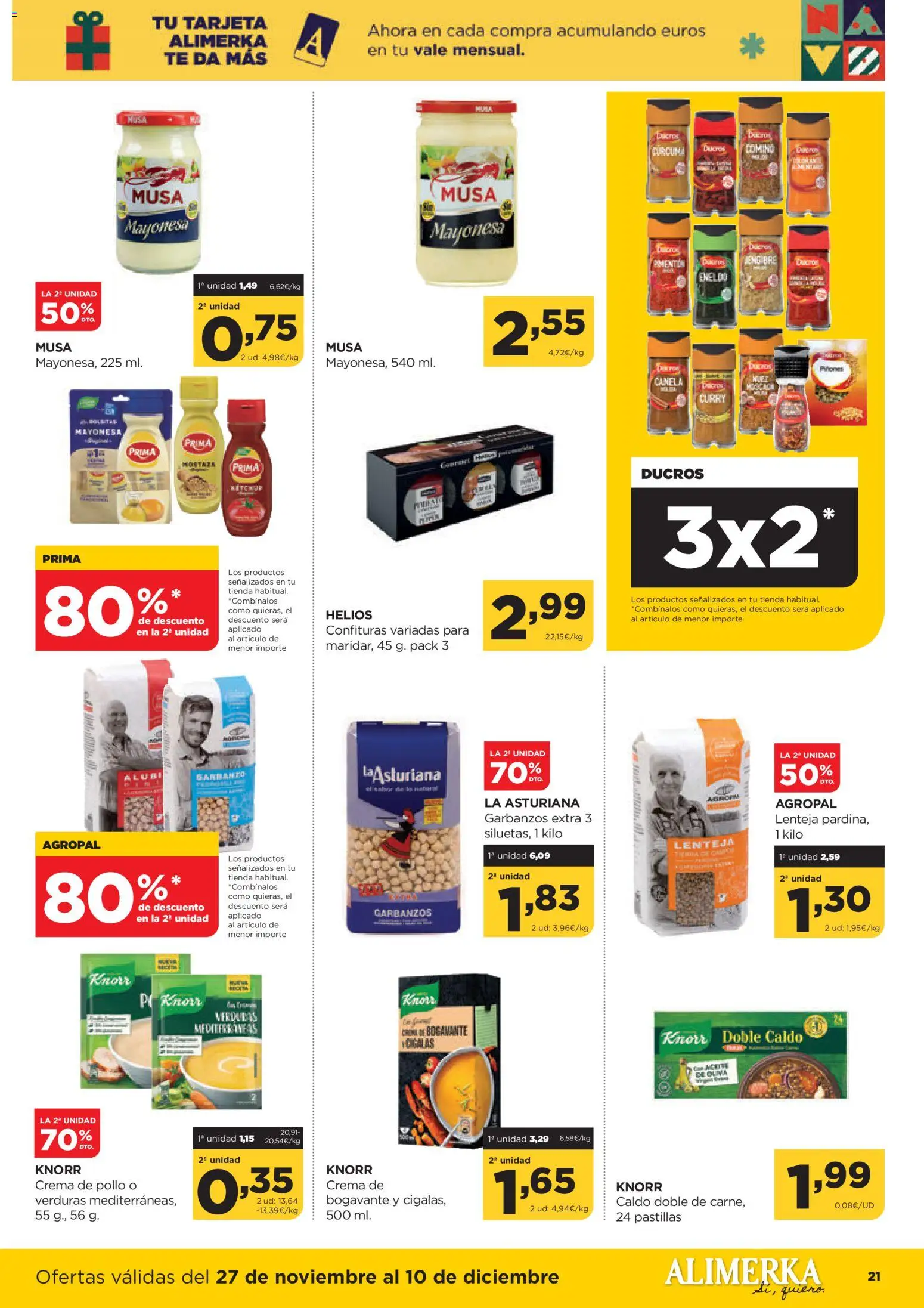 Alimerka folleto Castilla y León │ válido desde el 27.11.2025 | Página: 21 | Productos: Crema, Té, Οθόνη προβολής