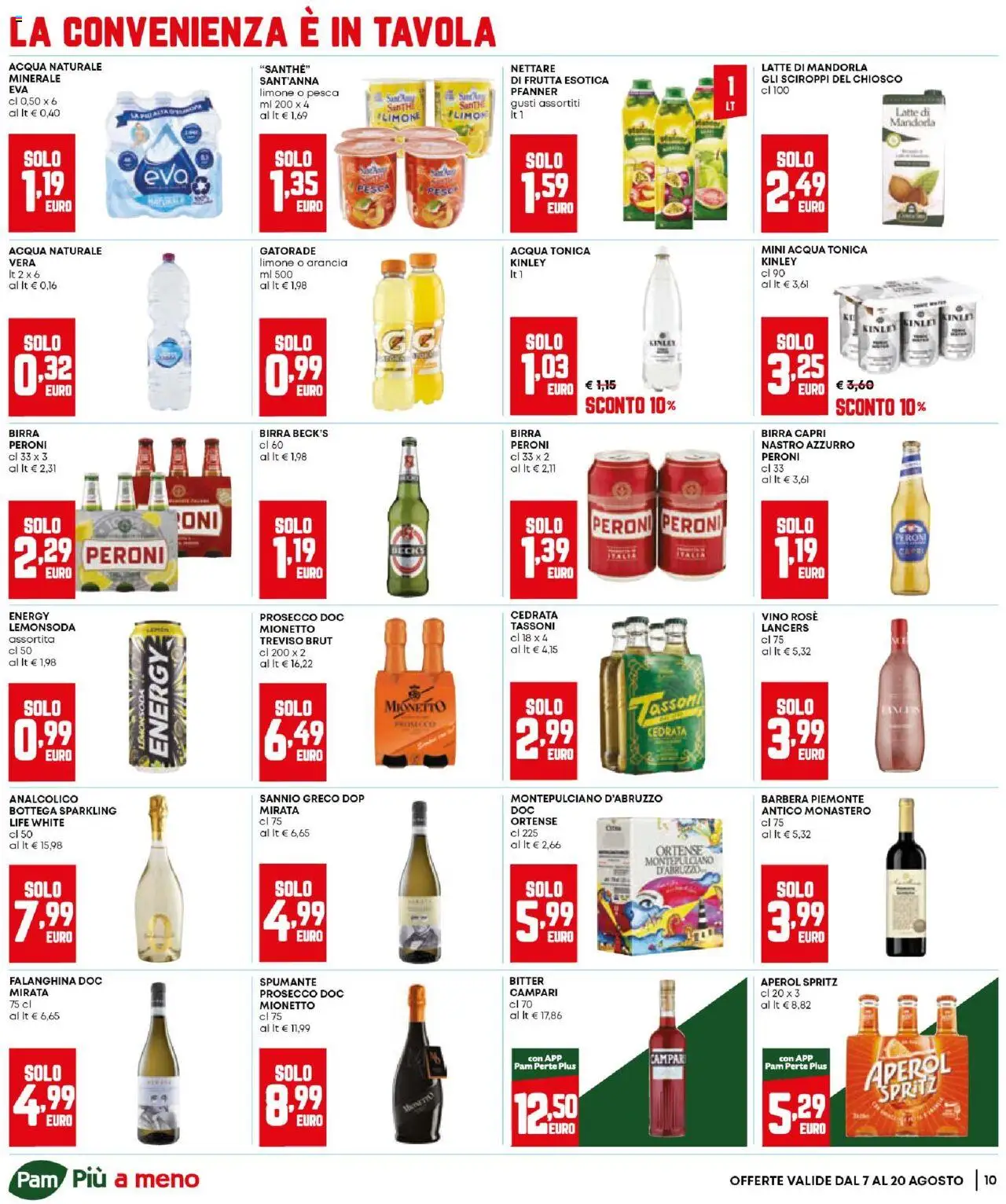 Volantino Panorama del 07.08.2025 | Pagina: 10 | Prodotti: Birra, Acqua, Vino, Cedrata