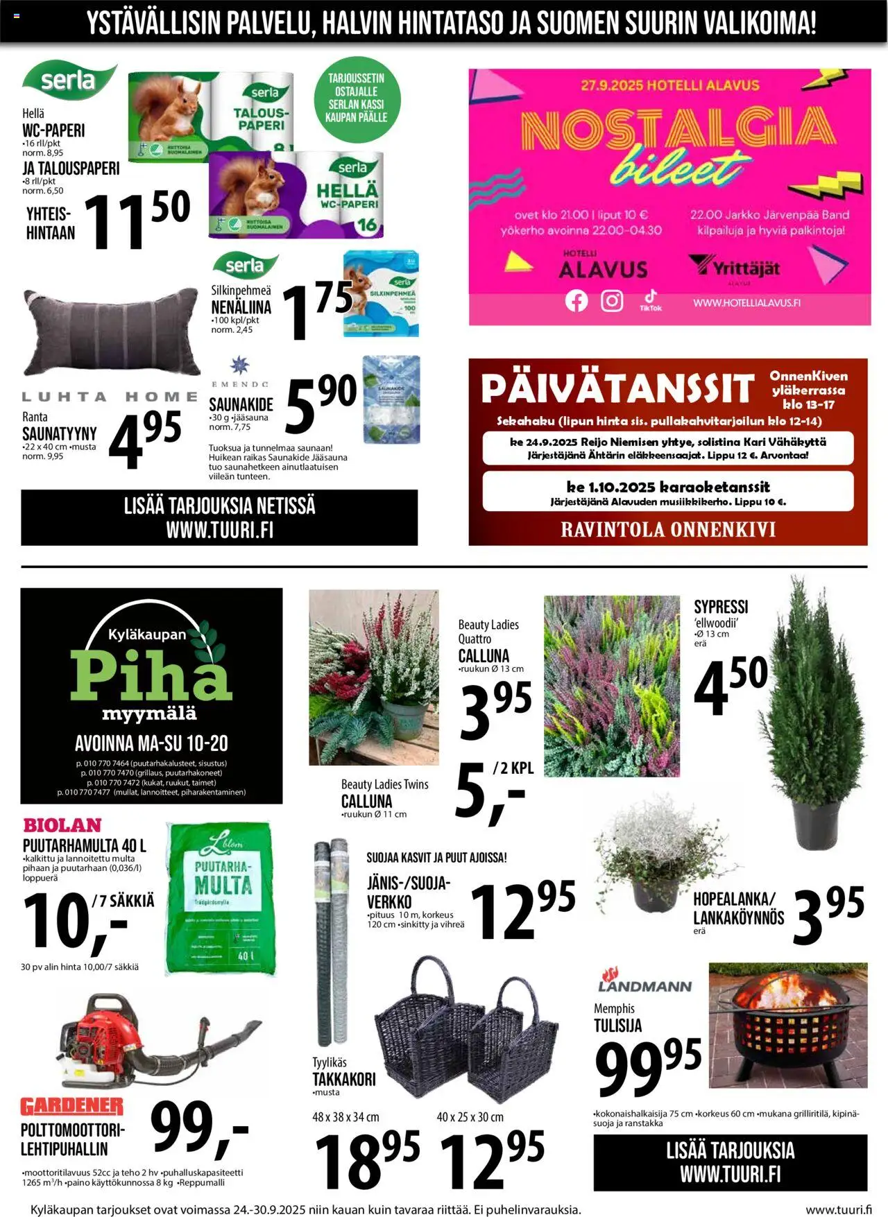 Tuuri tarjoukset – voimassa 24.09.2025 alkaen | Sivu: 5 | Tuotteet: Hella, Nenäliina, Paperi, Lehtipuhallin