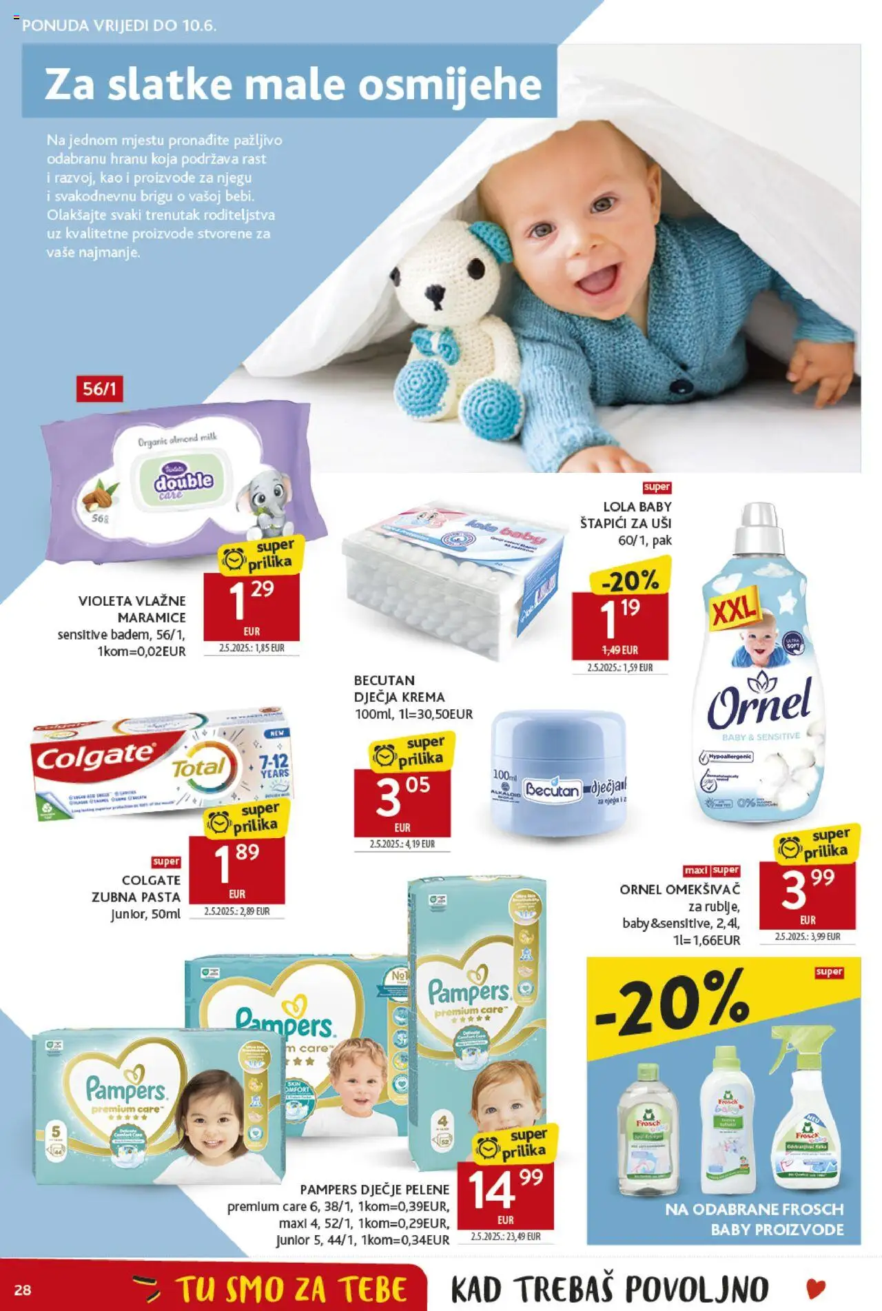 Konzum katalog | vrijedi od 28.05.2025 | Stranica: 28 | Proizvodi: Pelene, Štapići za uši, Krema, Štapići