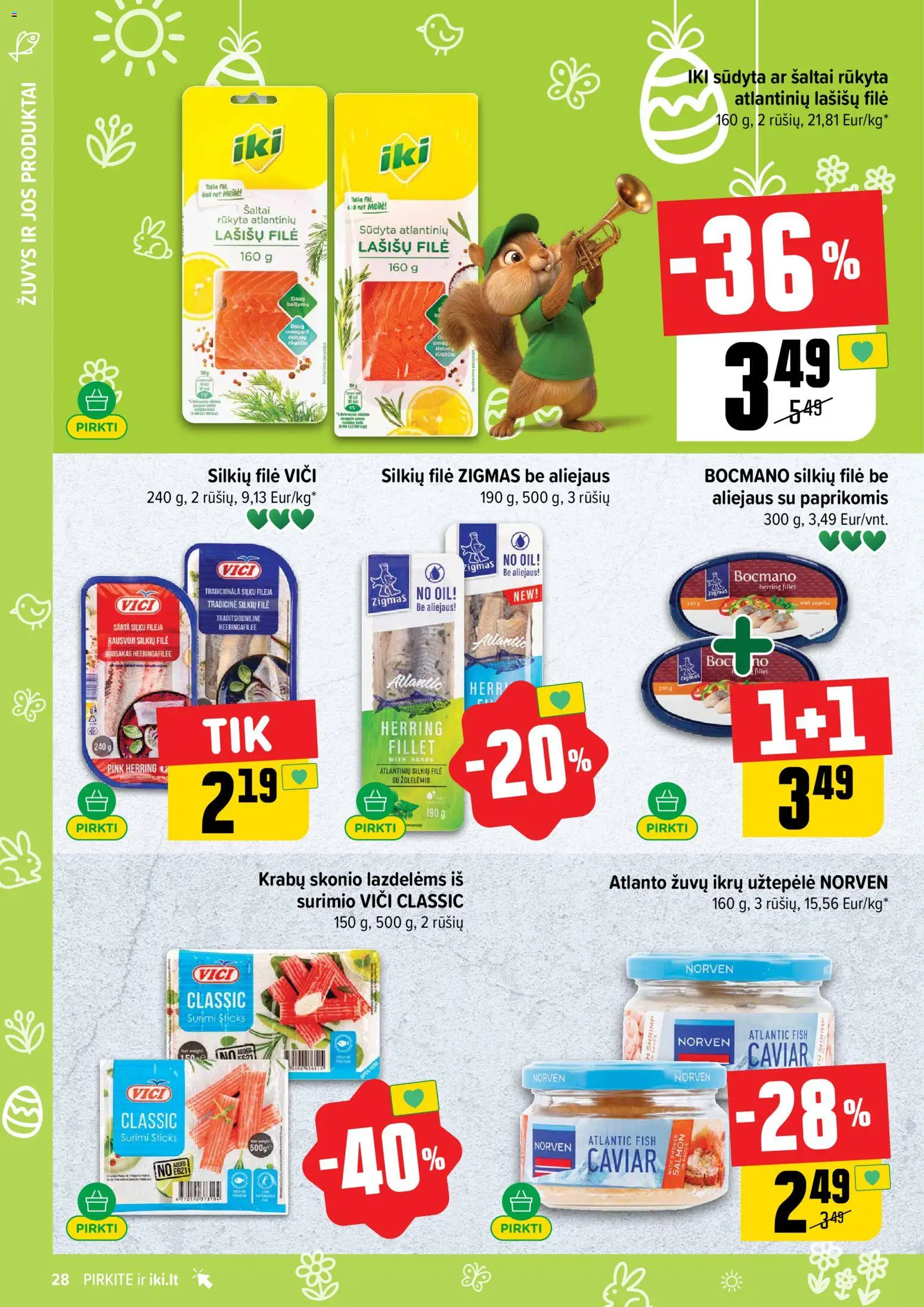 IKI akcijos nuo 30.03.2026 | Puslapis: 28 | Prekių: Paprika, Užtepėlė, Silkių filė, Lašišų filė