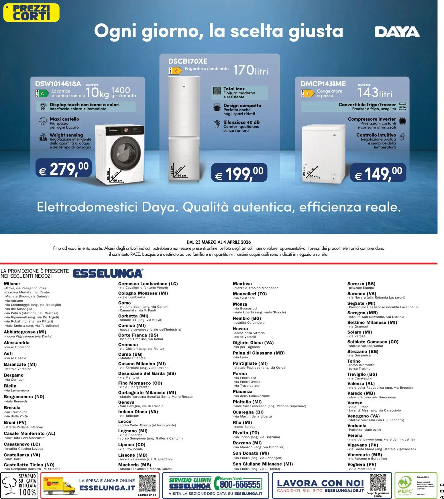 Volantino Esselunga S del 23.03.2026 | Pagina: 8 | Prodotti: Compressore, Lavatrice, Frigorifero, Congelatore