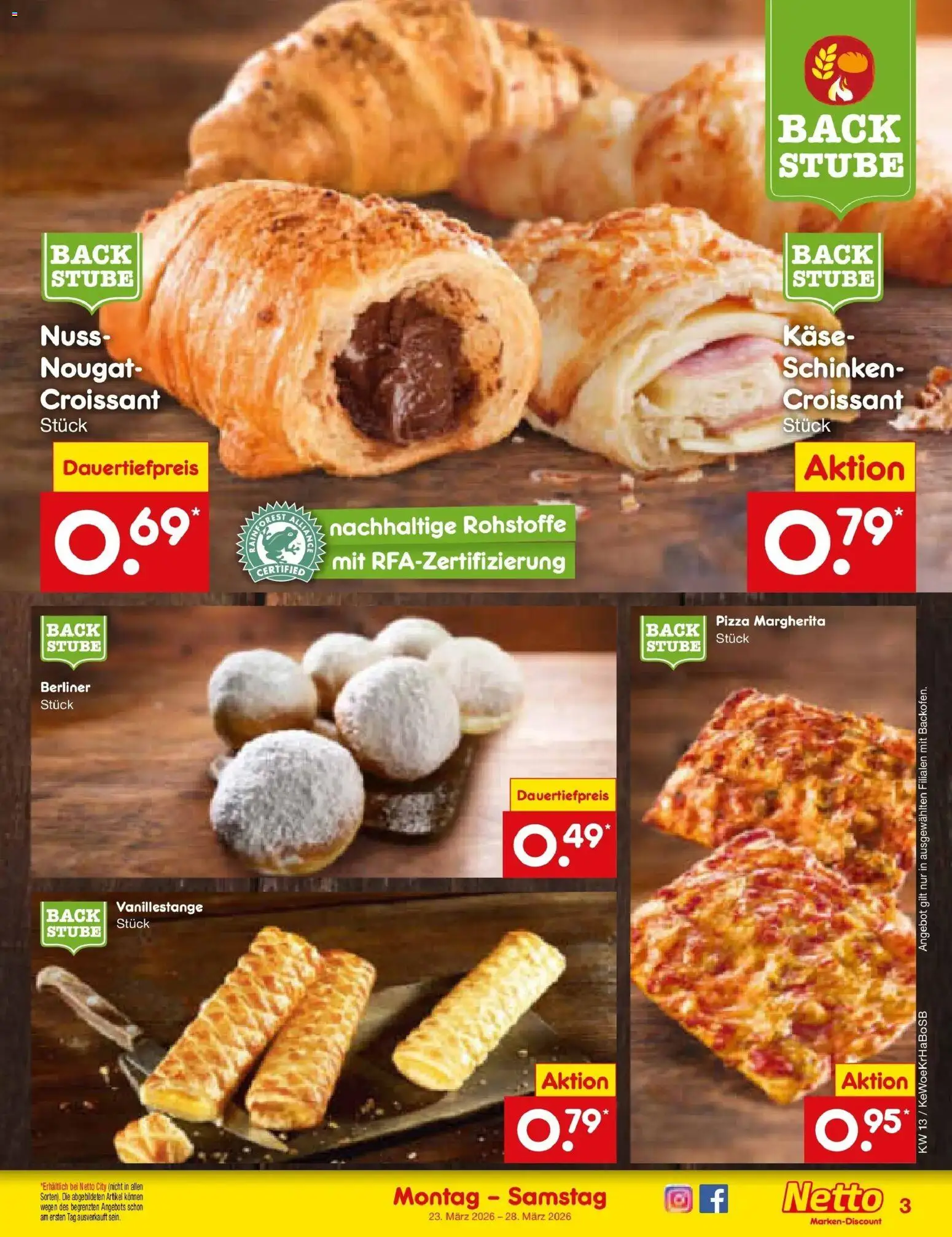 Netto Marken-Discount Prospekt Gemmingen	 – gültig ab 23.03.2026 | Seite: 29 | Produkte: Berliner, Käse, Croissant, Pizza