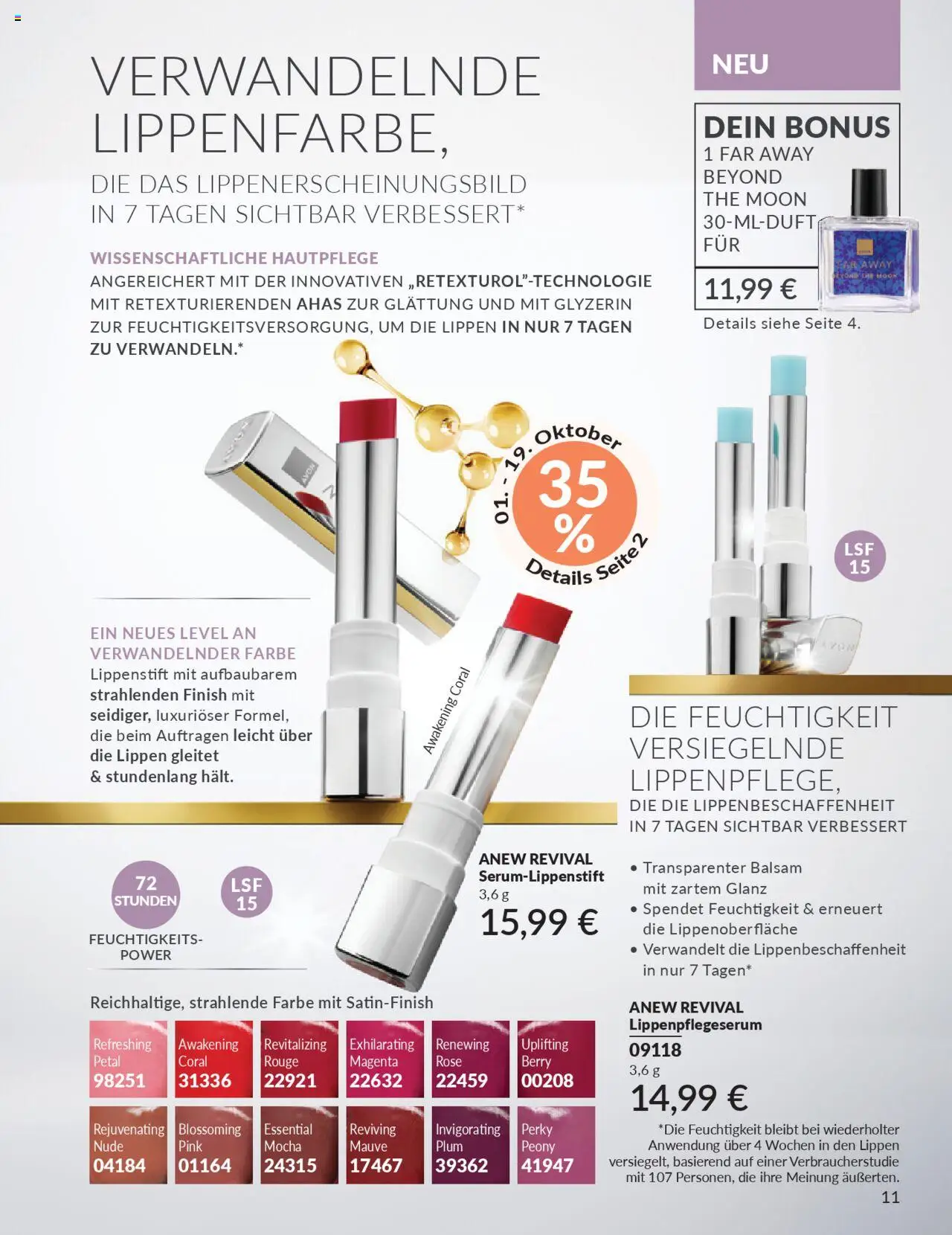 AVON Katalog Oktober 2025 – gültig ab 01.10.2025 | Seite: 13 | Produkte: Coral, Rouge, Lippenstift, Finish