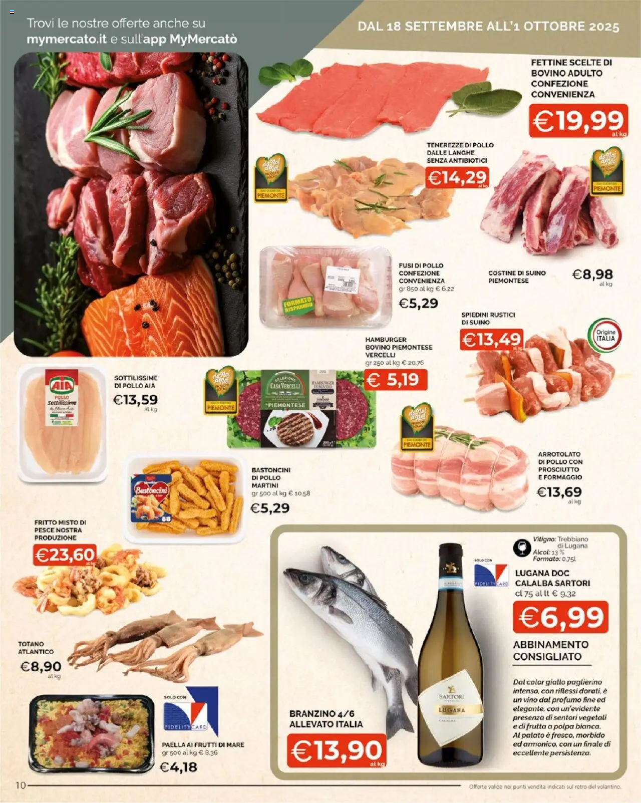 Volantino Mercatò del 18.09.2025 | Pagina: 10 | Prodotti: Pesce, Frutti di mare, Formaggio, Paella
