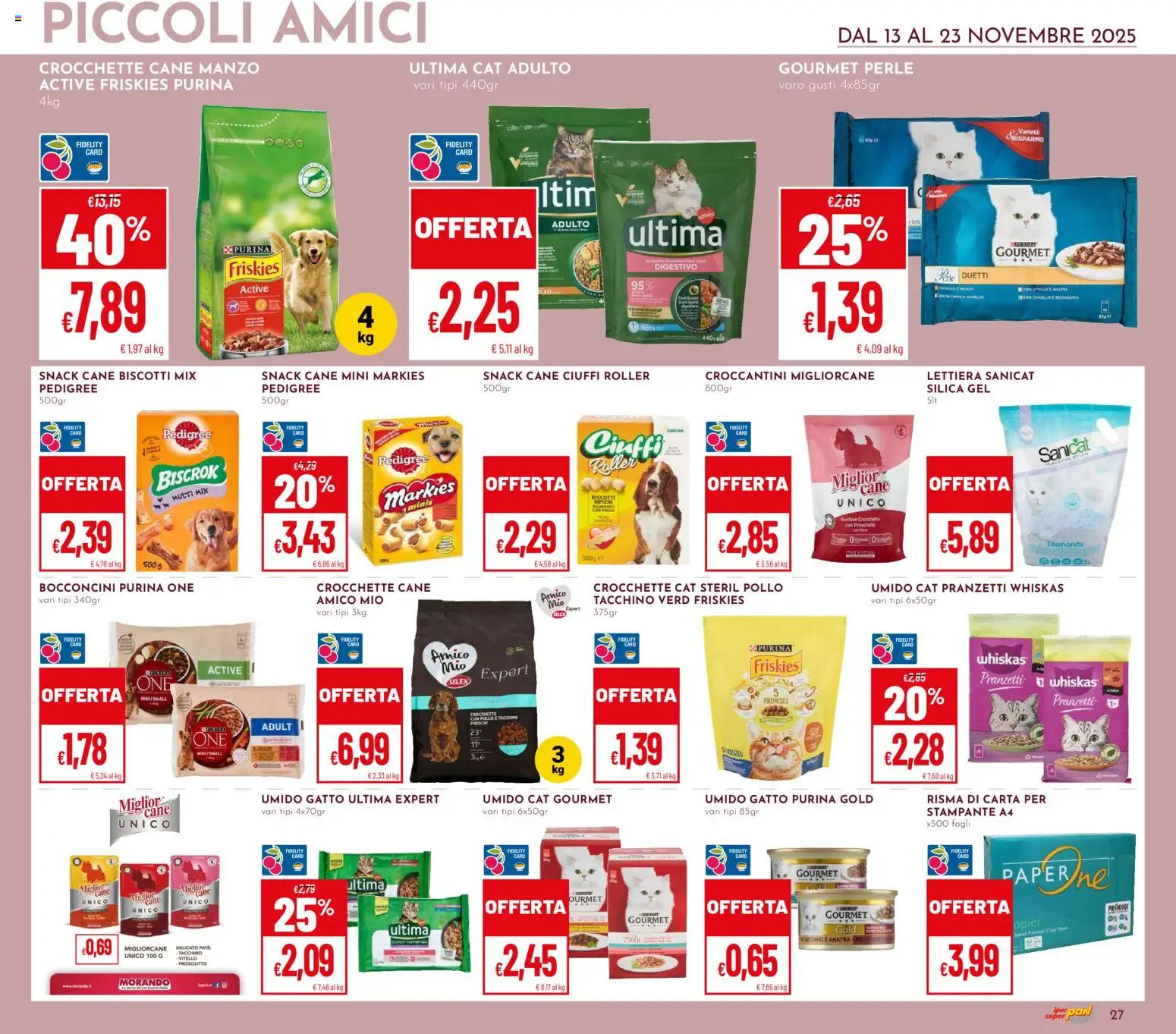 Volantino Pan del 13.11.2025 | Pagina: 27 | Prodotti: Pollo, Manzo, Prosciutto, Crocchette cane