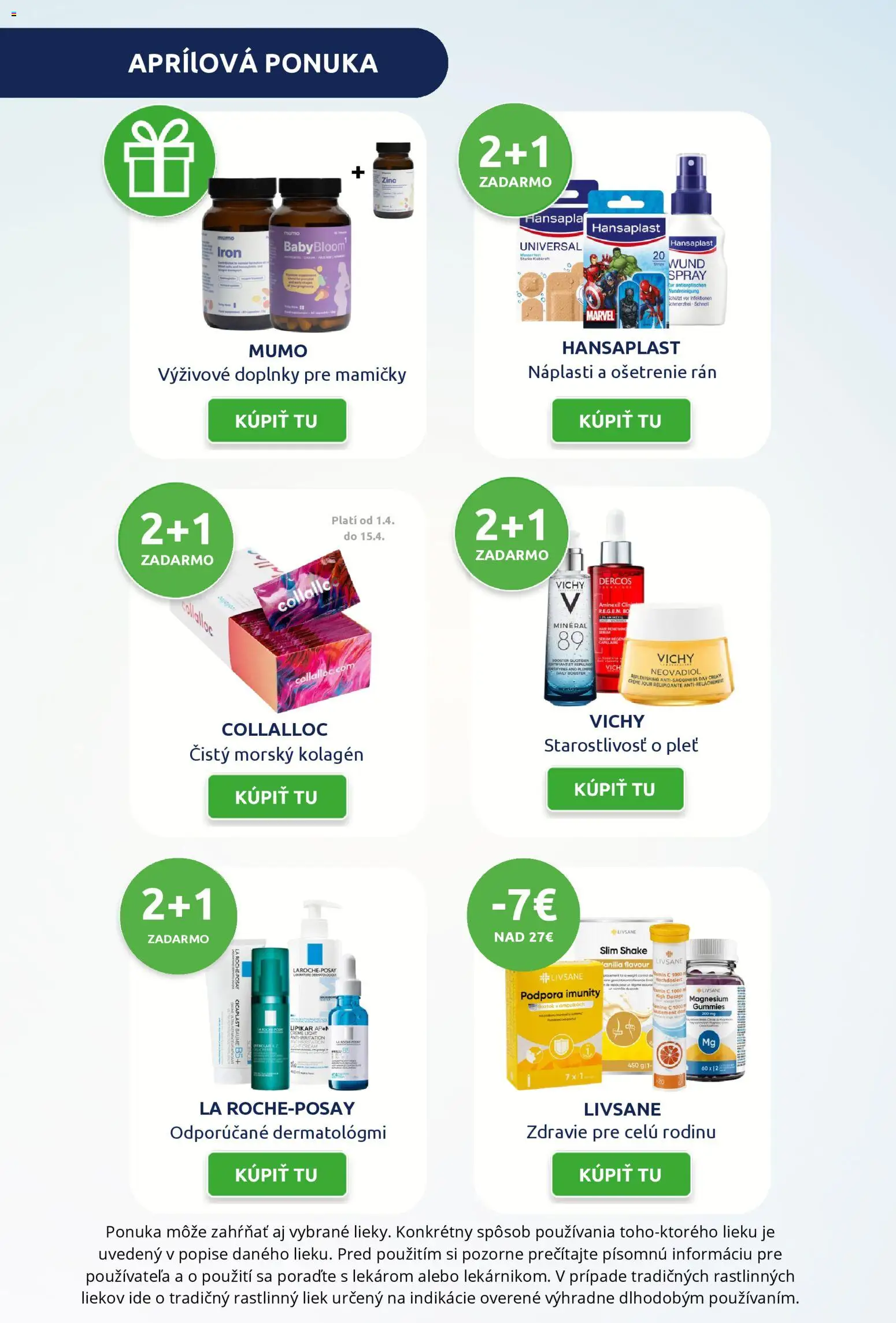 Nové BENU Lekáreň akcie – leták je platný od 01.04.2026 | Strana: 3 | Produkty: Kolagén, Vichy