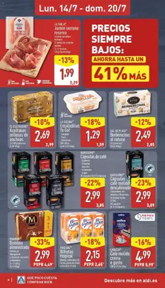 Aldi folleto Península │ válido desde el 14.07.2025 | Página: 8 | Productos: Jamón, Café molido, Crema, Anchoa