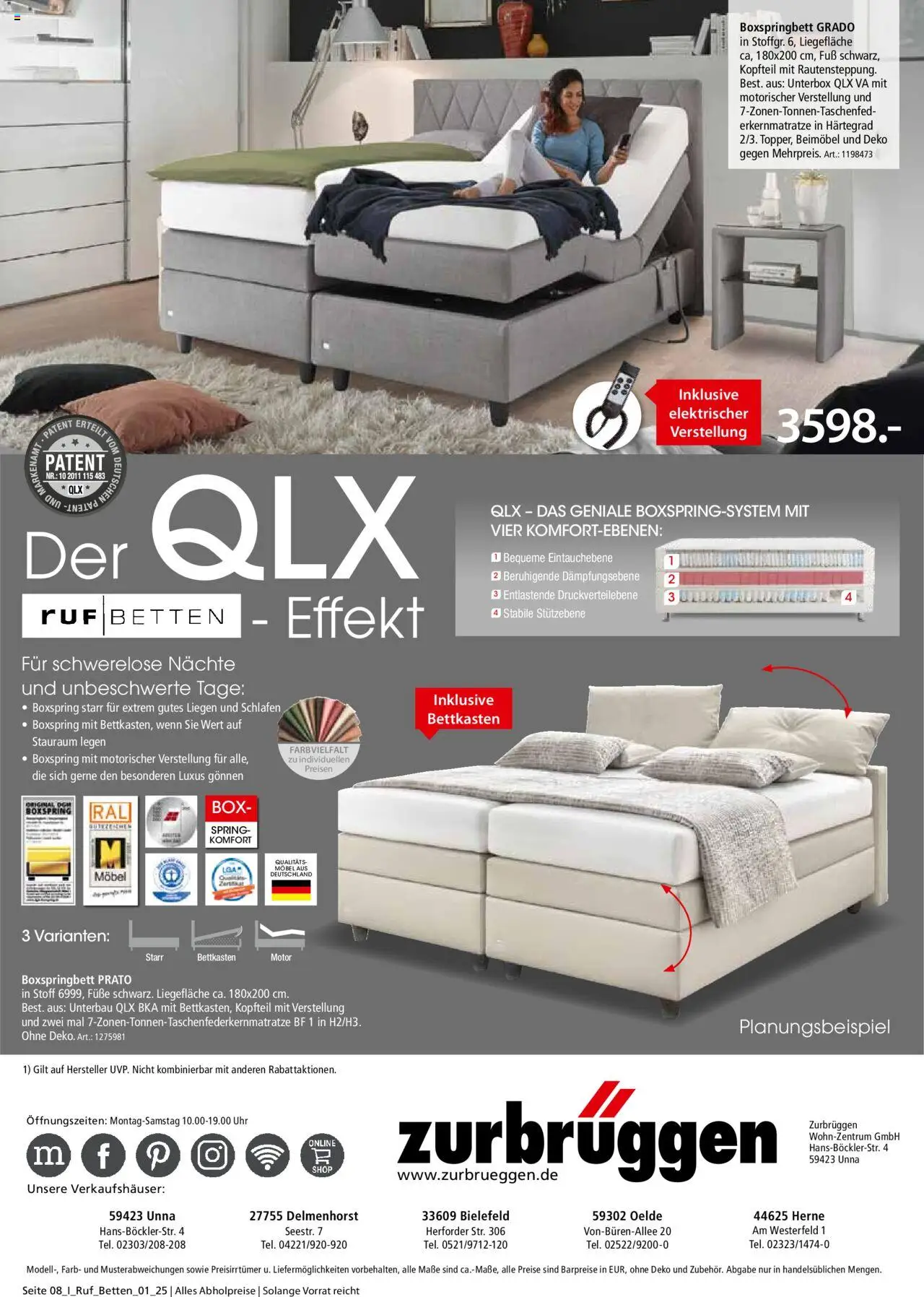 Zurbrüggen - Ruf Betten Spezial – gültig ab 28.05.2025 | Seite: 8 | Produkte: Boxspringbett, Box, Uhr