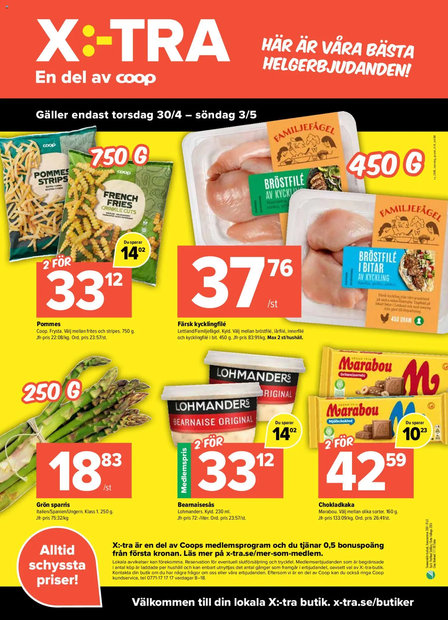 Coop X:-TRA reklamblad aktuell från 27.04.2026 | Sida: 8 | Produkter: Chokladkaka, Galler, Bearnaisesås, Sparris