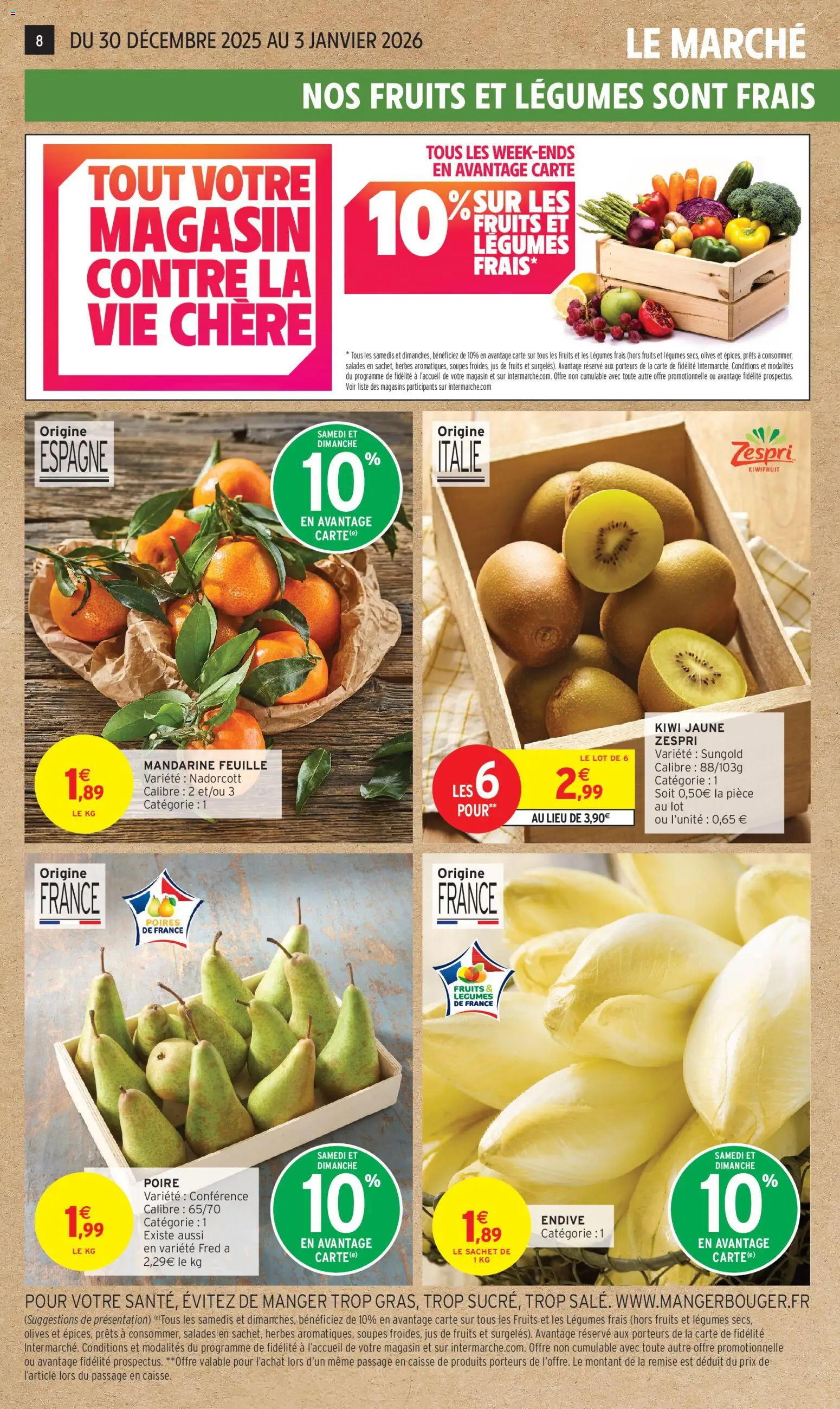 {H1} | Page: 8 | Produits: Olives, Poire, Jus, Kiwi
