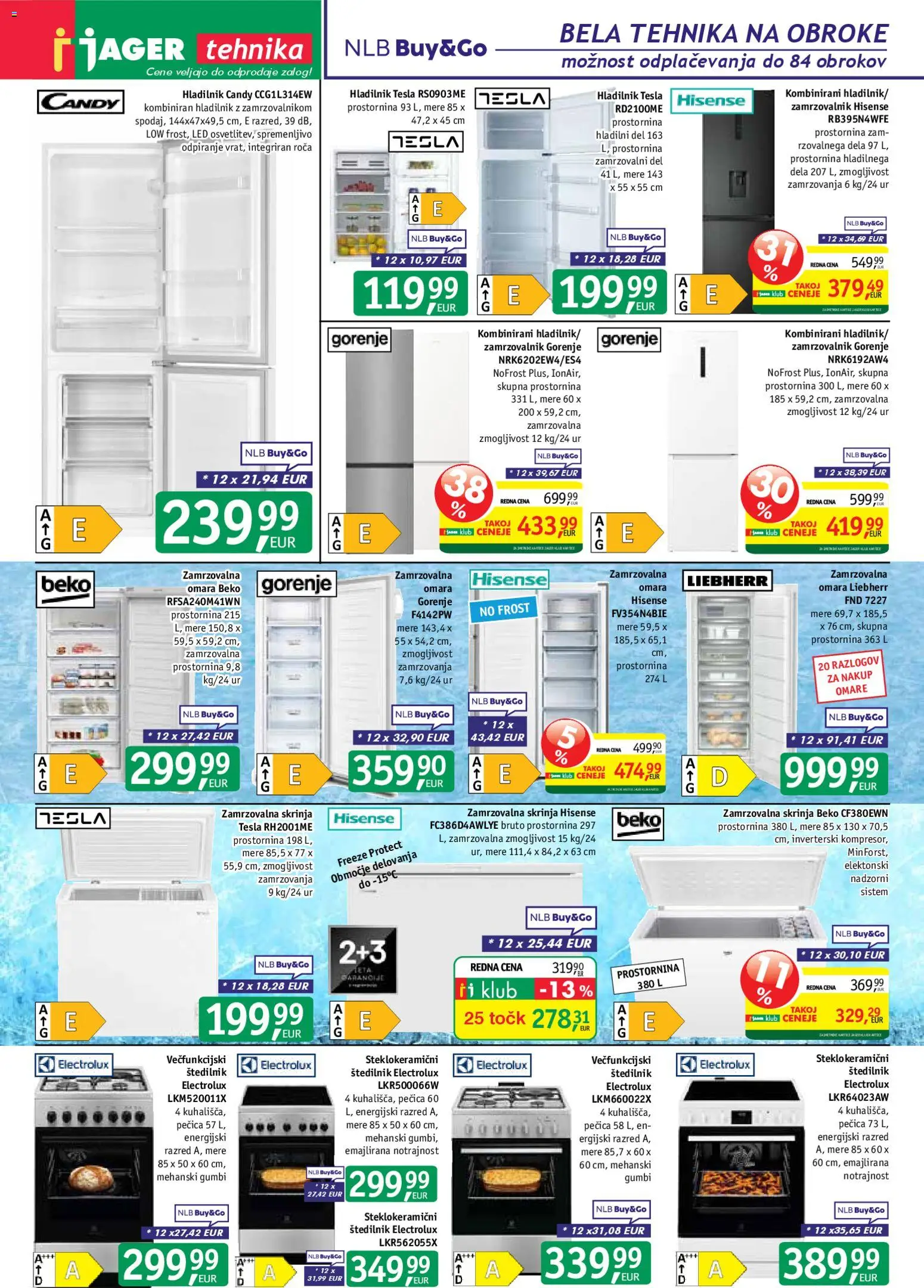 Novi Jager katalog ponudbe – veljaven od 11.02.2026 | Stran: 7 | Izdelki: Zamrzovalnik, Pecica, Omara, Štedilnik