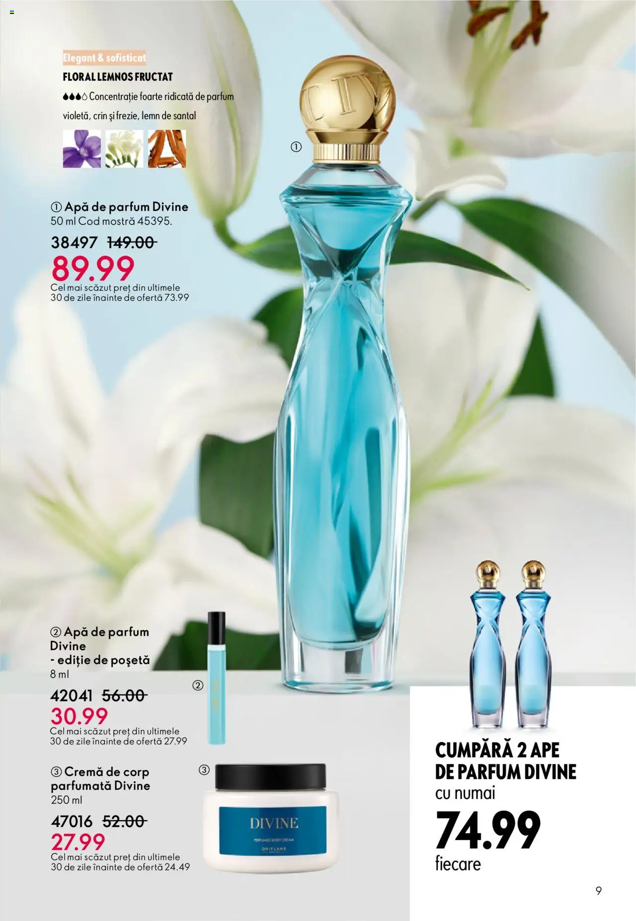 Noul catalog Oriflame – valabil de la 22.10.2025 | Pagină: 9 | Produse: Apă de parfum, Parfum, Cremă, Apă