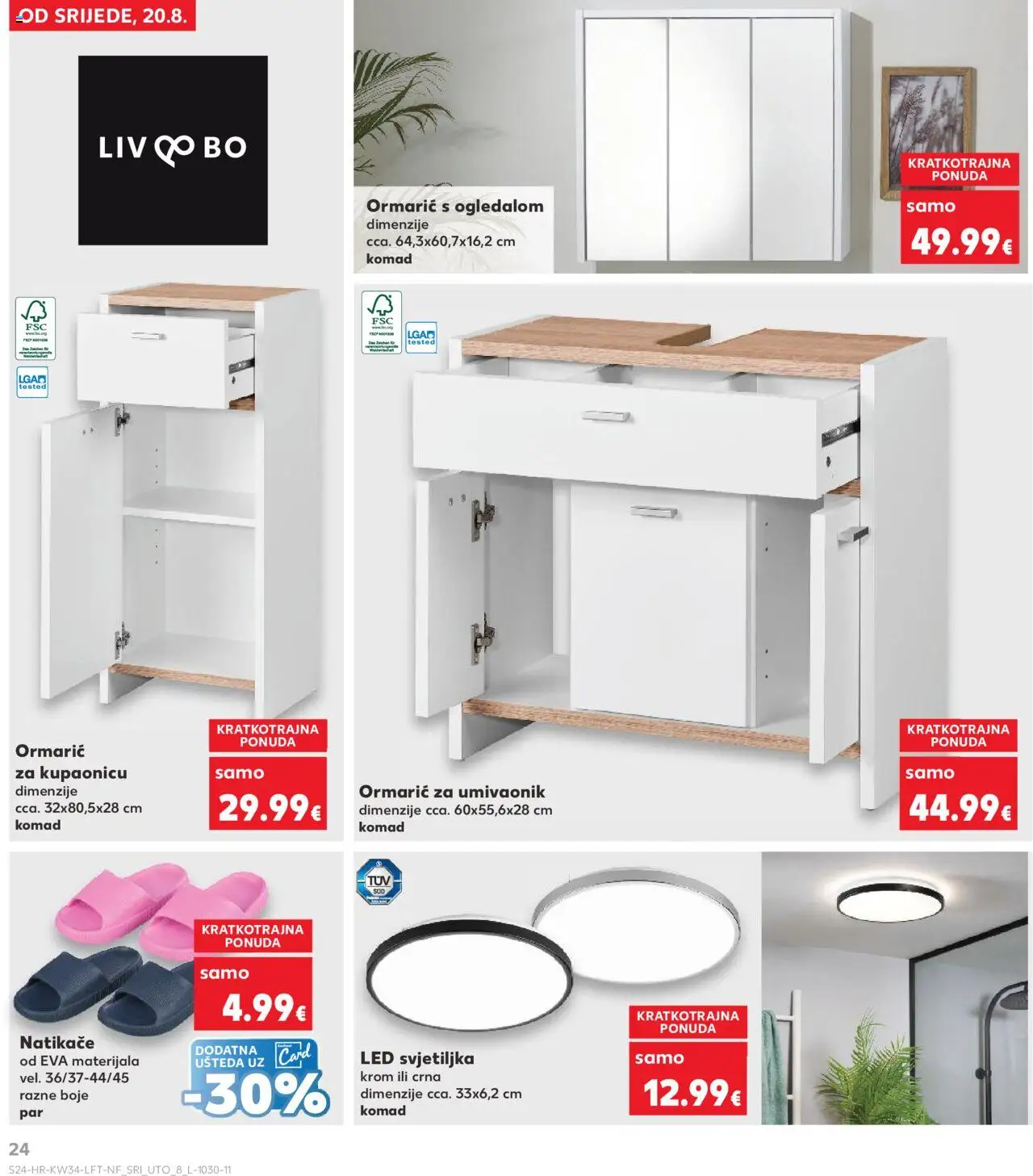 Kaufland katalog | vrijedi od 20.08.2025 | Stranica: 24 | Proizvodi: Umivaonik, Svjetiljka, Natikače