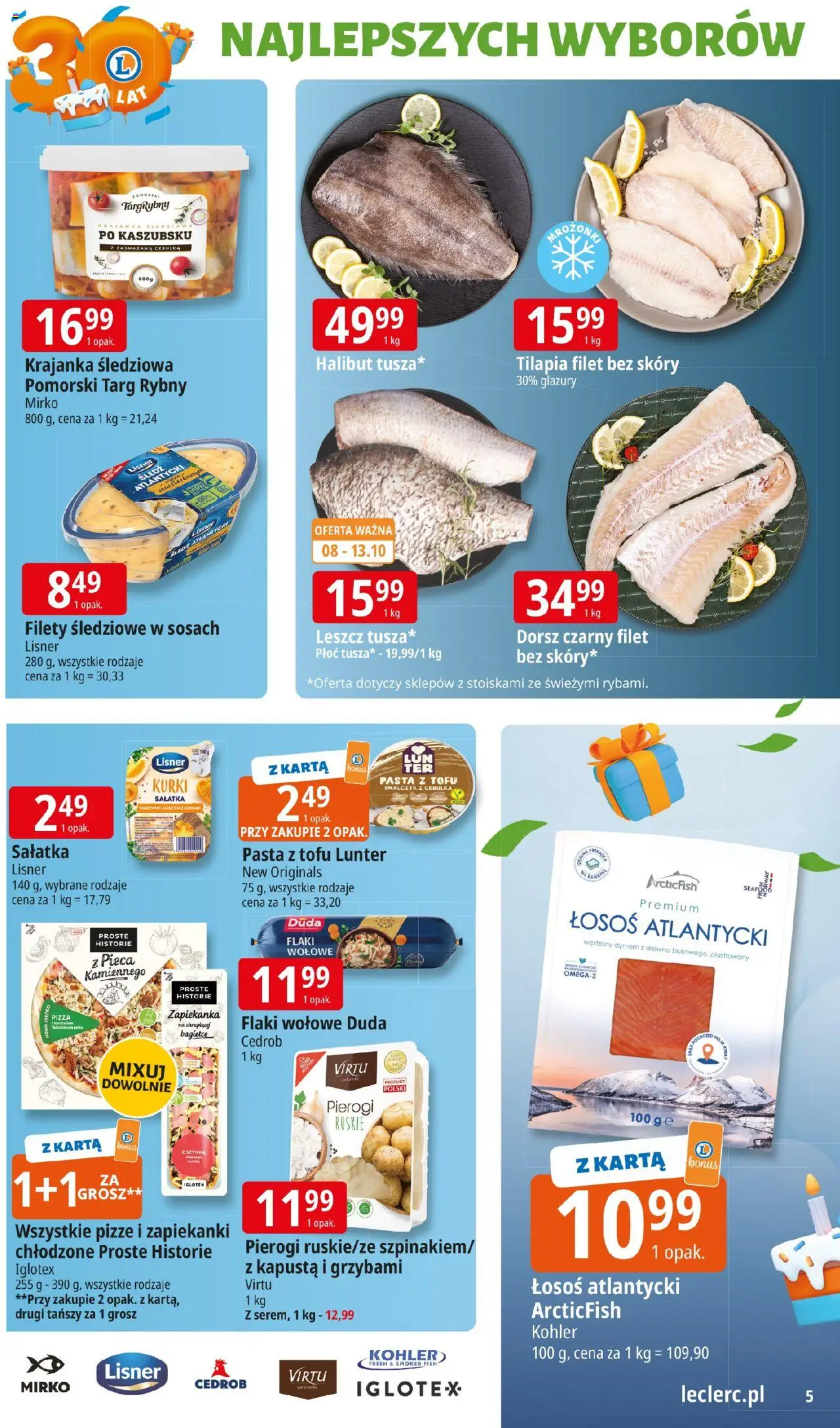 E.Leclerc Gazetka od 06.10.2025 | Strona: 5 | Produkty: Zapiekanka, Dorsz czarny, Tofu, Zapiekanki