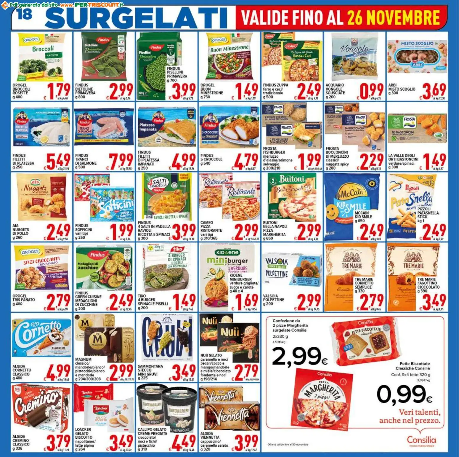 Volantino Ipertriscount del 18.11.2025 | Pagina: 18 | Prodotti: Merluzzo, Noci, Broccoli, Fette biscottate