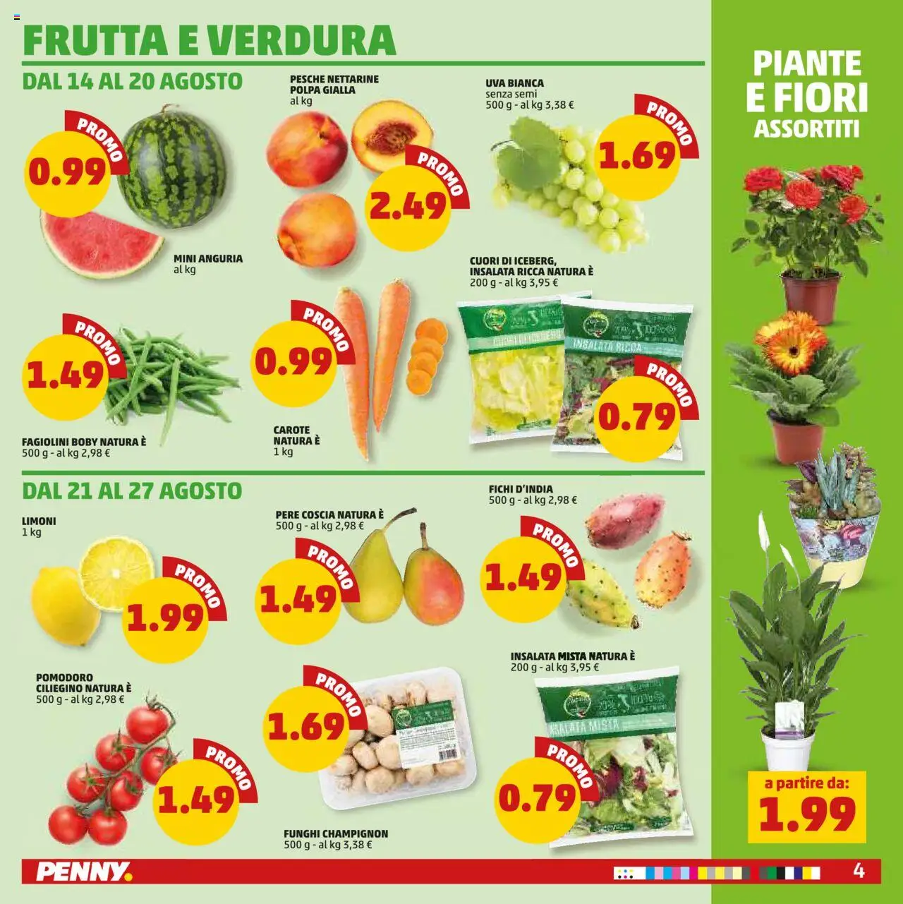 Volantino PENNY del 14.08.2025 | Pagina: 4 | Prodotti: Insalata, Frutta, Carote, Anguria