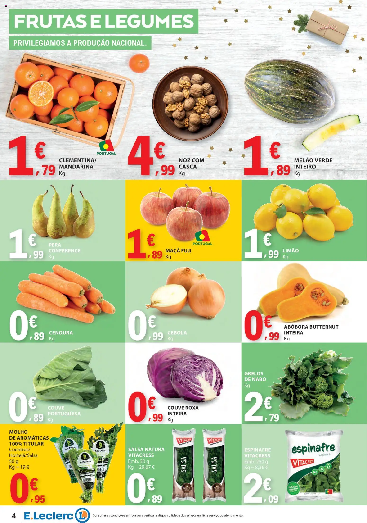 E.Leclerc folheto │ válido de 18.12.2025 | Página: 4 | Produtos: Maça, Melão, Cenoura, Couve