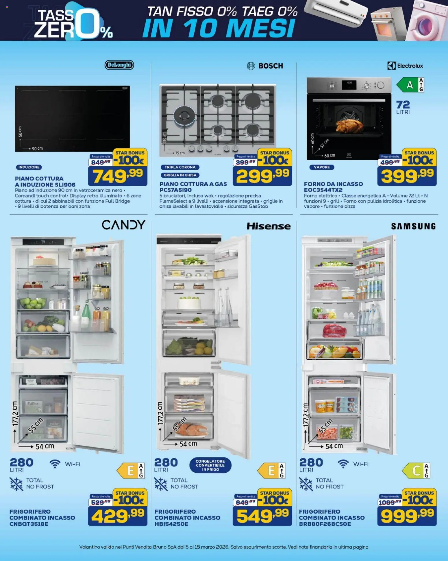 Volantino BRUNO del 05.03.2026 | Pagina: 10 | Prodotti: Piano cottura, Frigorifero, Griglia, Samsung