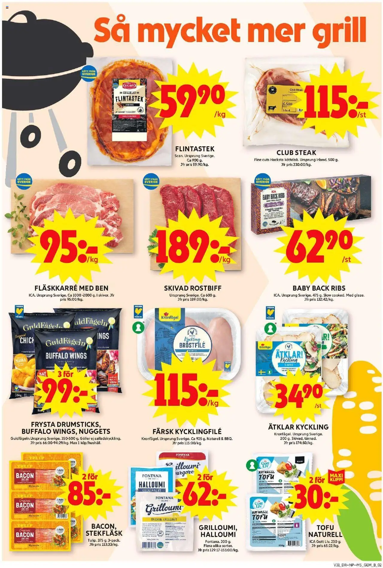 ICA Maxi reklamblad aktuell från 28.07.2025 | Sida: 2 | Produkter: Bacon, Grillost, Galler, Halloumi