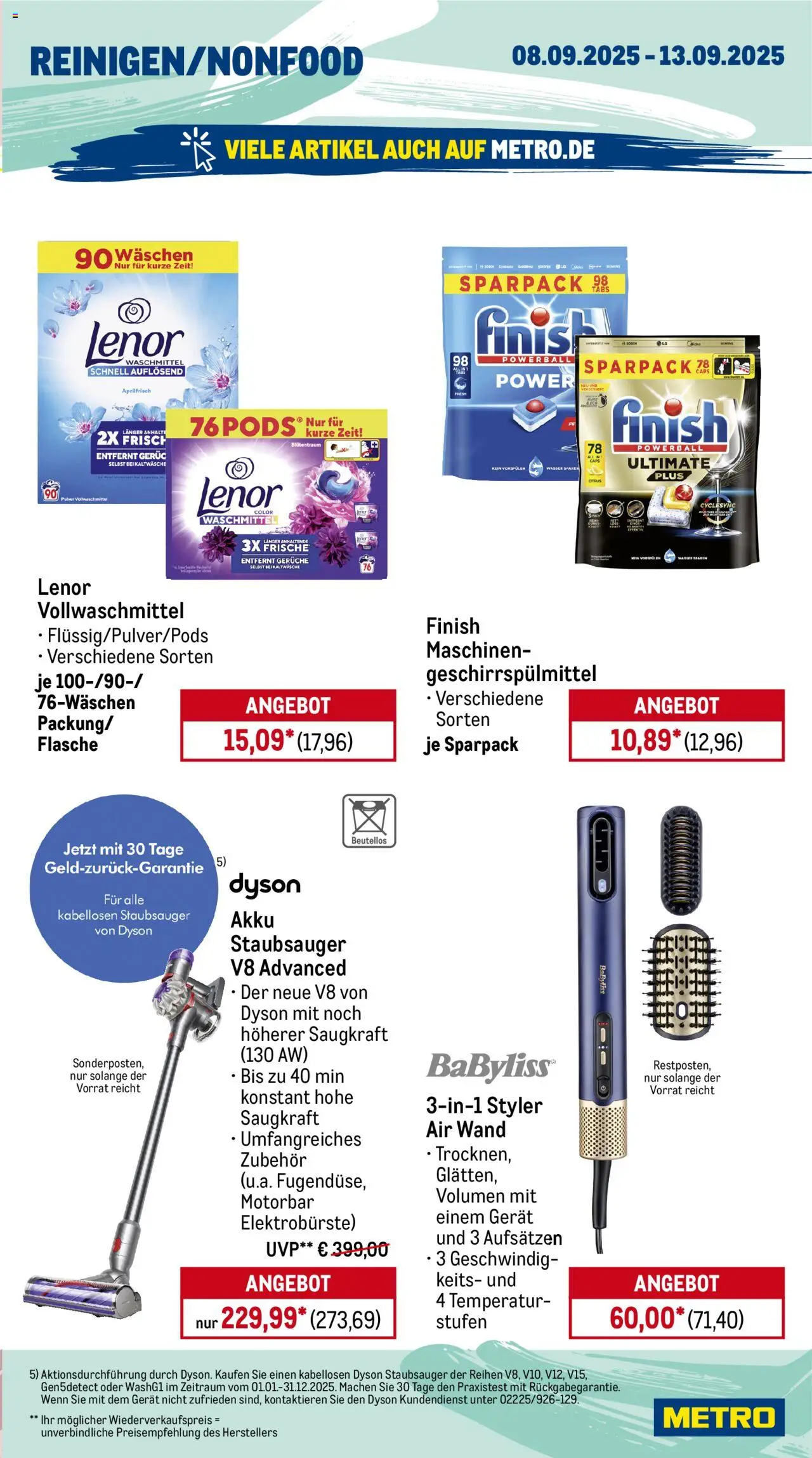 Metro Prospekt 	 – gültig ab 08.09.2025 | Seite: 17 | Produkte: Dyson, Staubsauger, Wasser, Waschmittel