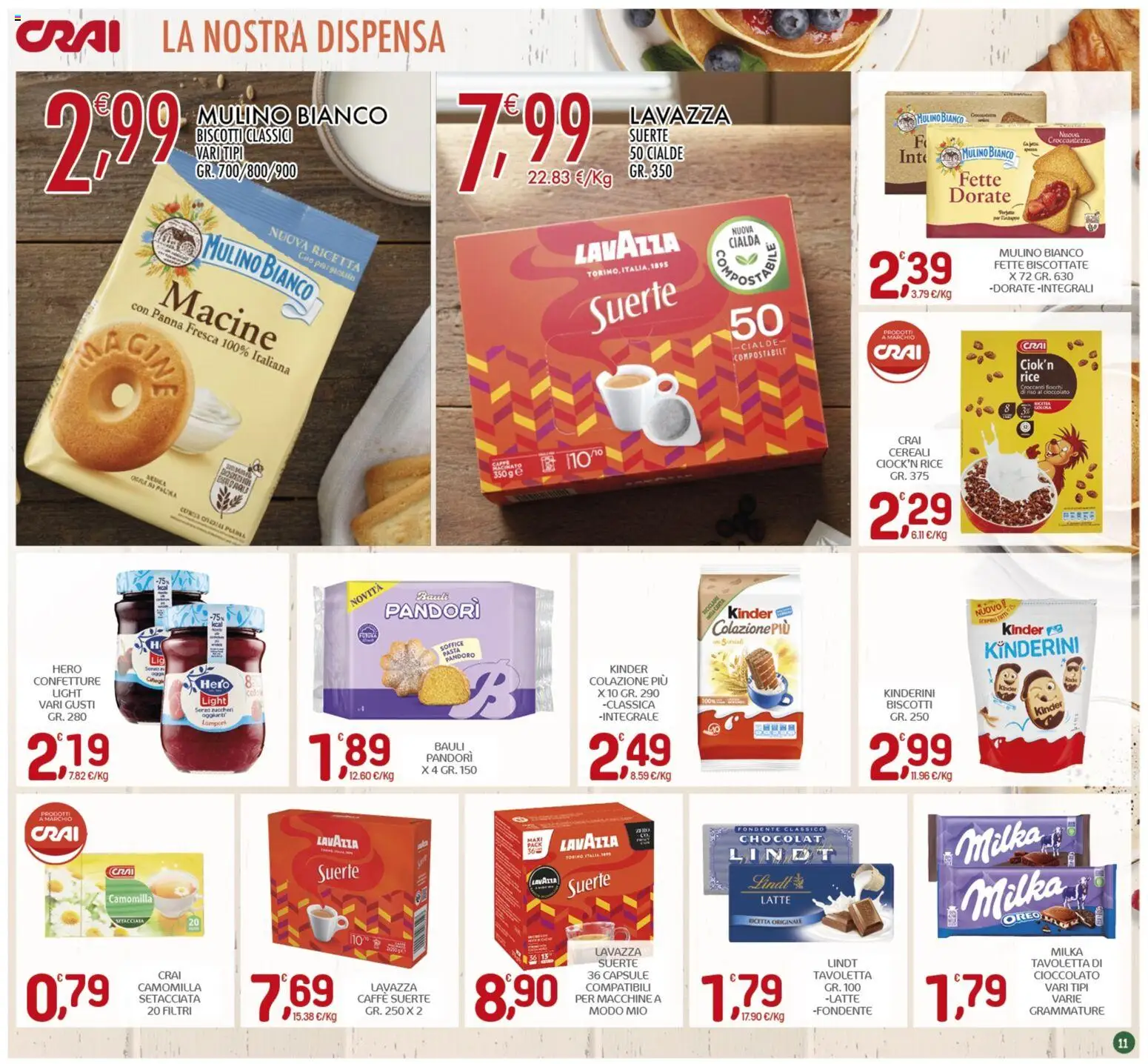 Volantino CRAI del 22.01.2026 | Pagina: 11 | Prodotti: Caffè, Pasta, Pandoro, Lavazza