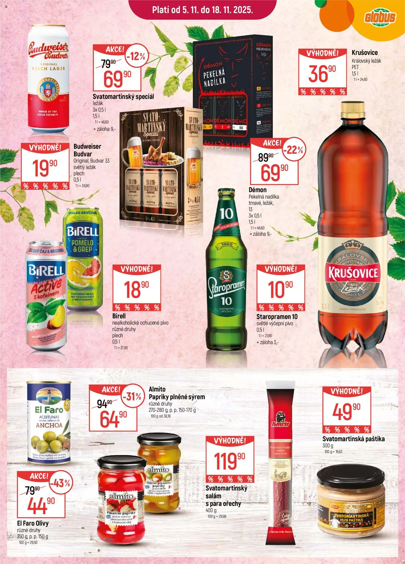 Globus leták - České Budějovice od 05.11.2025 | Strana: 10 | Produkty: Birell, Vitamíny, Krušovice, Budvar 33