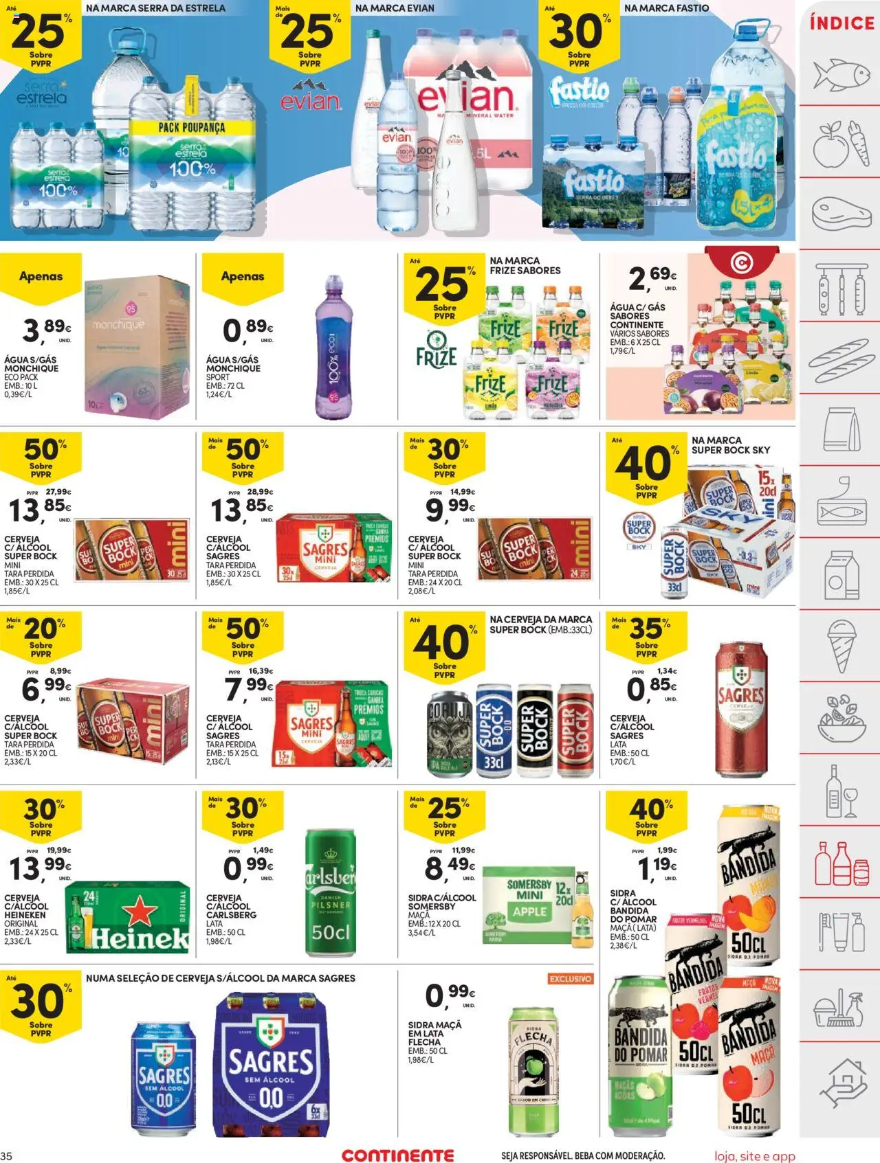 Continente folheto │ válido de 19.08.2025 | Página: 35 | Produtos: Super bock sky, Super bock, Maçãs, Somersby