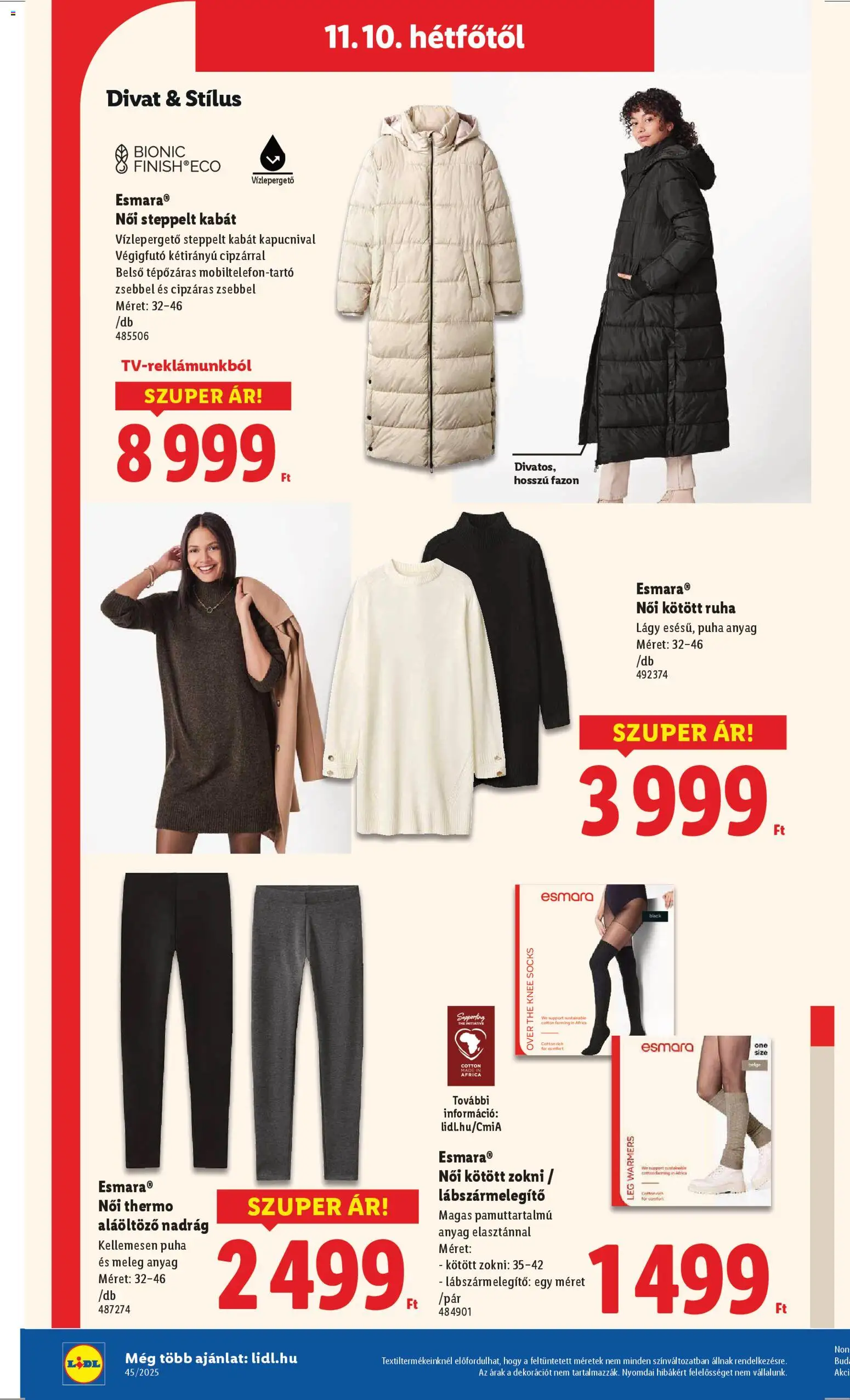 Lidl akciós ujság - amely érvényes a következő dátumtól: 06.11.2025 | Oldal: 8 | Termékek: Kabát, Nadrág, Zokni, Leggings