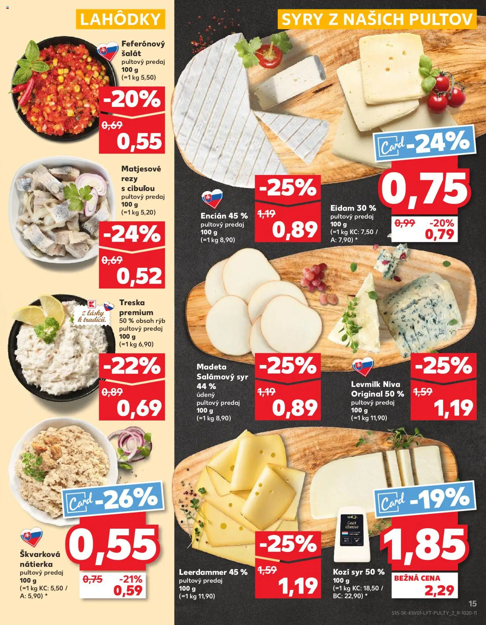 Nové Kaufland akcie – leták je platný od 02.01.2026 | Strana: 15 | Produkty: Eidam, Šalát, Encián, Treska