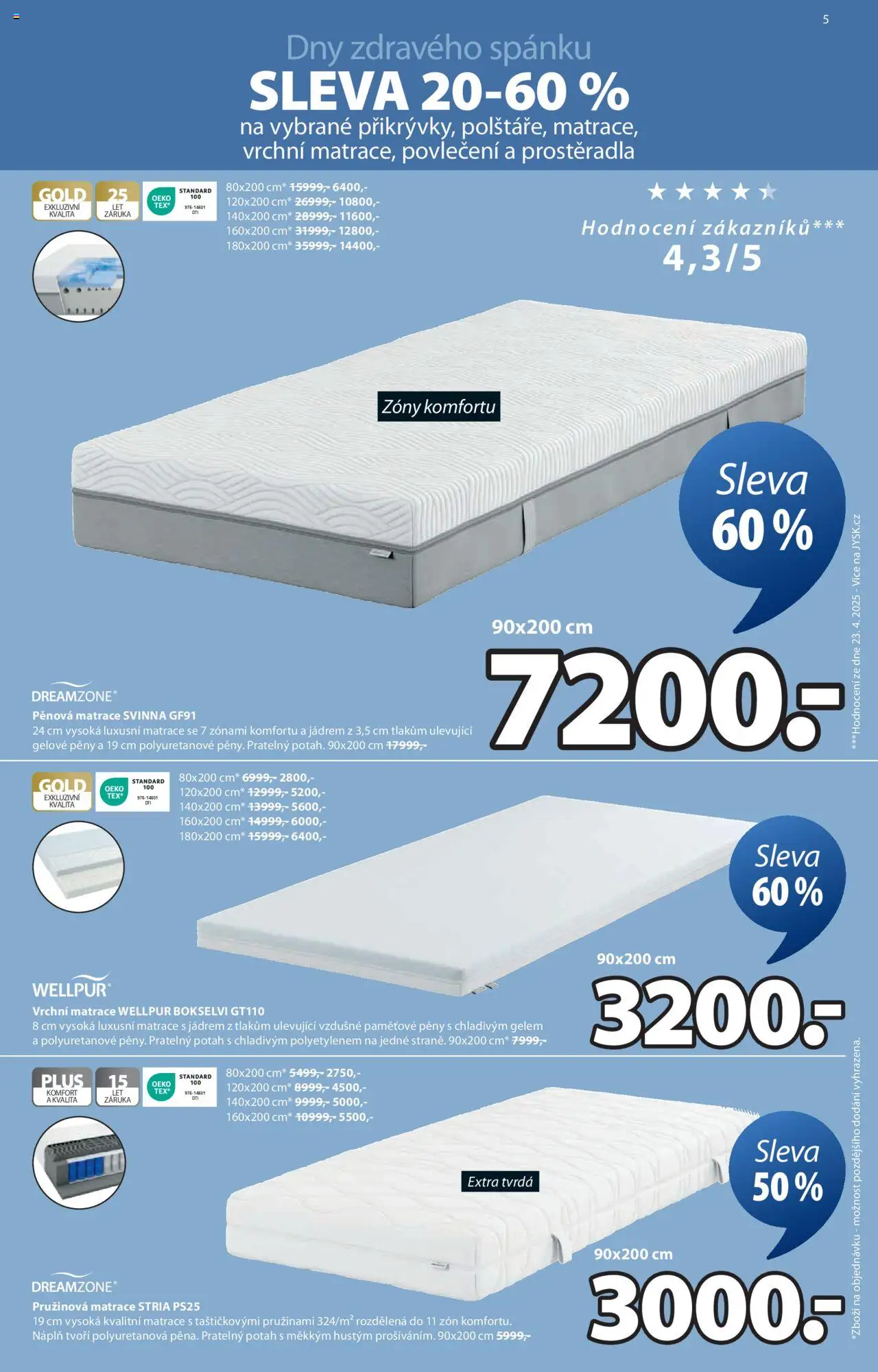 JYSK leták - Dny zdravého spánku od 11.06.2025 | Strana: 5 | Produkty: Prostěradla, Povlečení, Matrace
