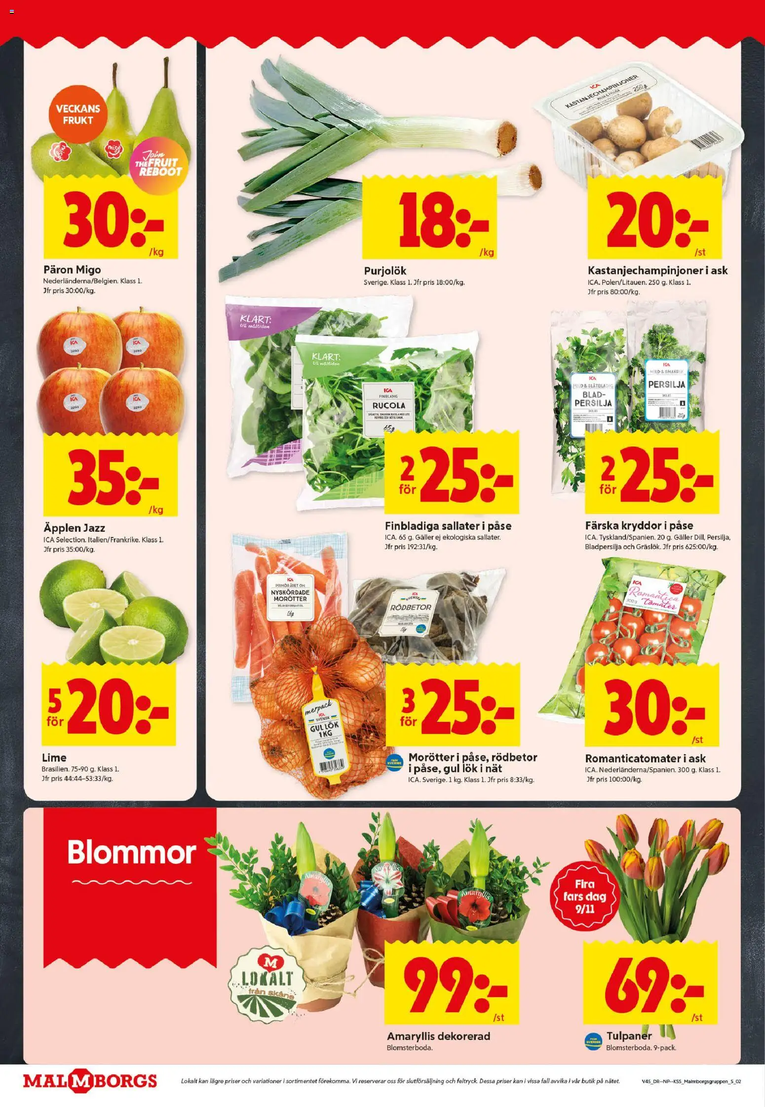 ICA Kvantum reklamblad aktuell från 03.11.2025 | Sida: 2 | Produkter: Galler, Gul lök, Äpplen, Tomater