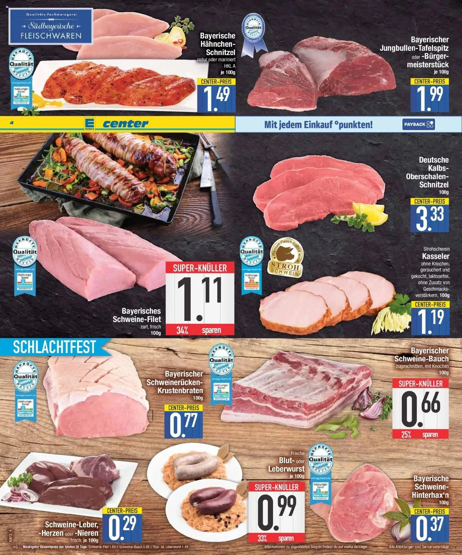 E center Prospekt München	 – gültig ab 23.03.2026 | Seite: 4 | Produkte: Hahnchen, Burger, Schnitzel, Schweinefilet