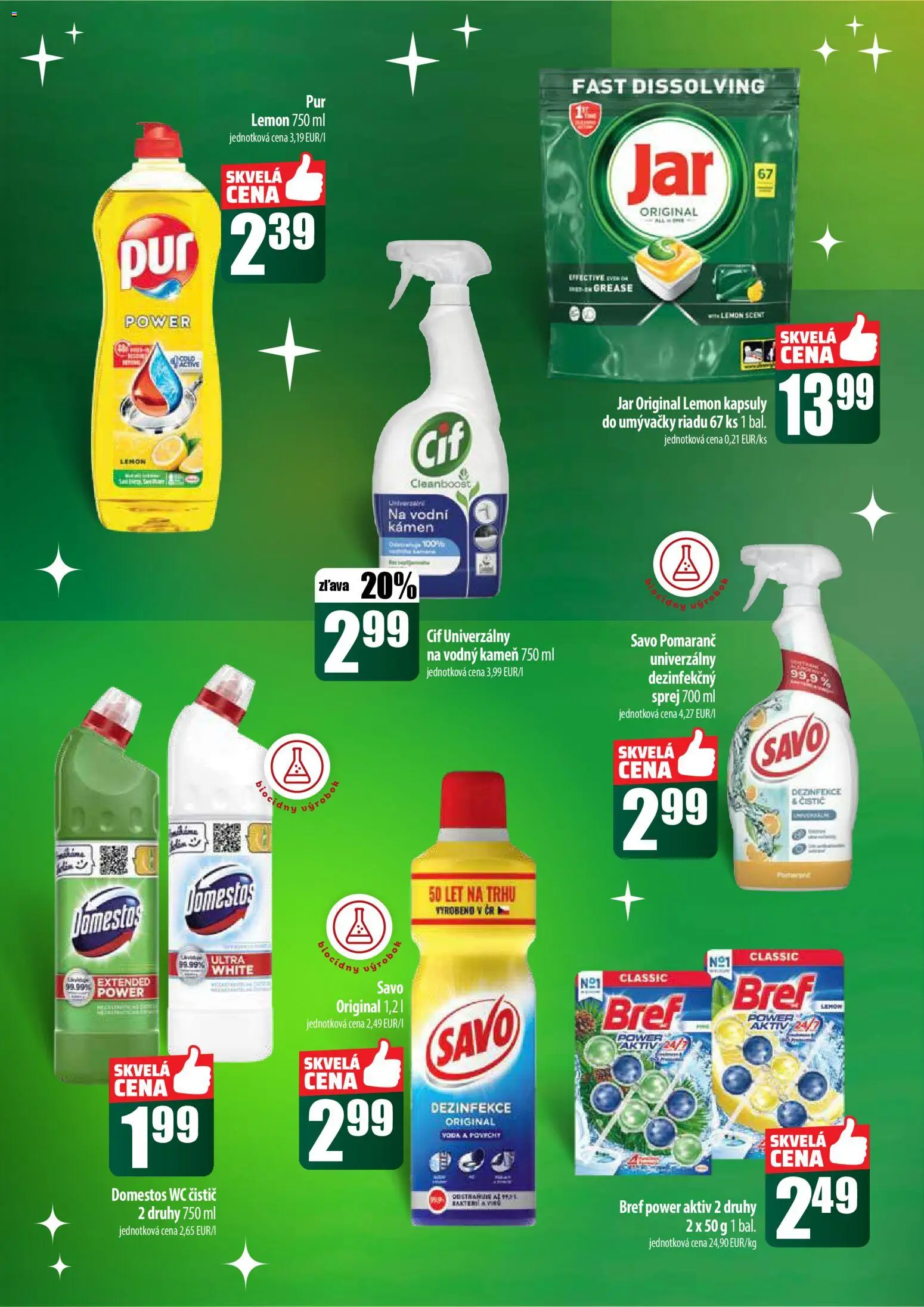 Nové COOP Jednota akcie – leták je platný od 18.12.2025 | Strana: 62 | Produkty: Savo, Kapsuly do umývačky riadu, Domestos, Jar