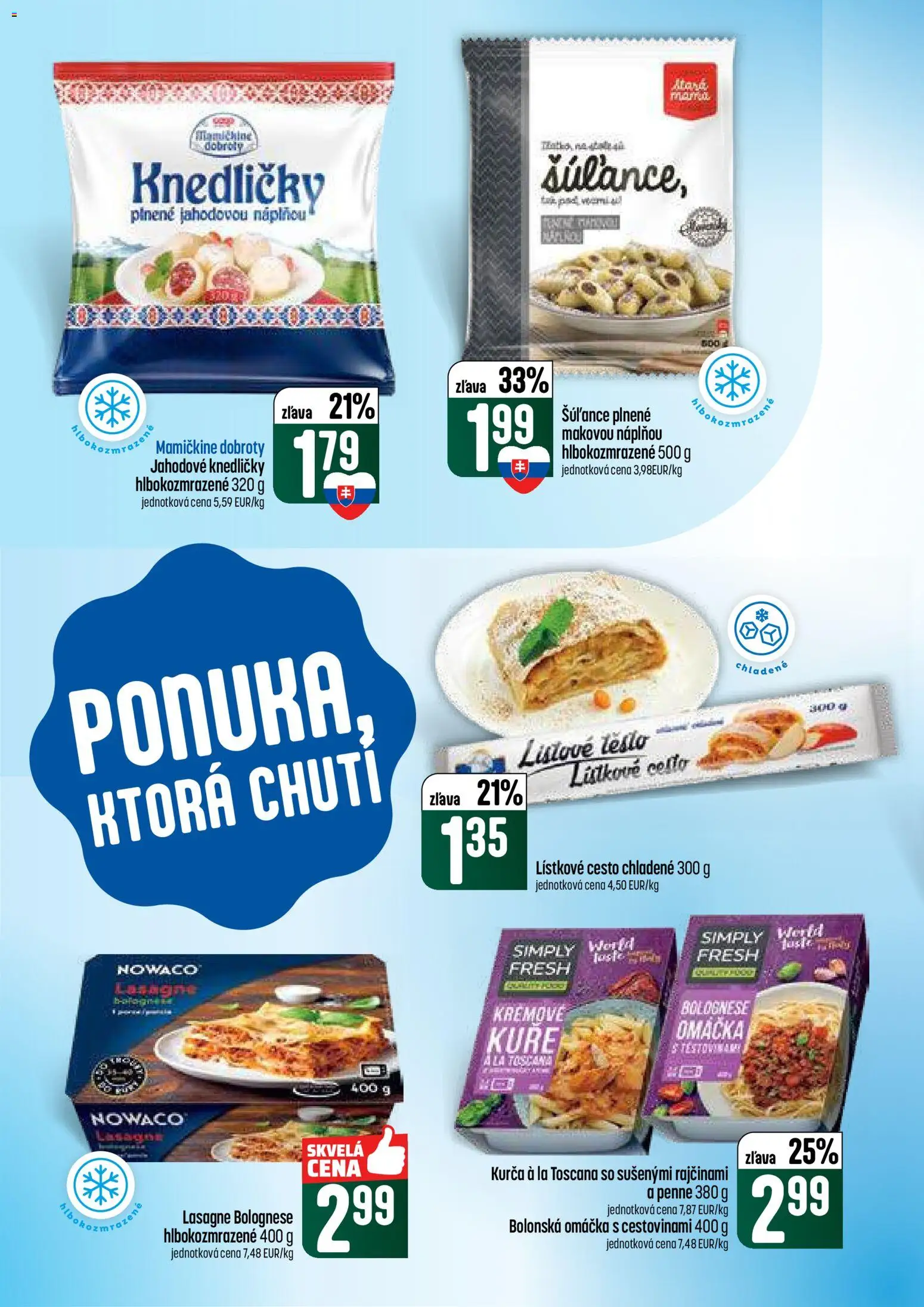 Nové COOP Jednota akcie – leták je platný od 19.02.2026 | Strana: 20 | Produkty: Penne, Lístkové cesto, Omáčka, Lasagne