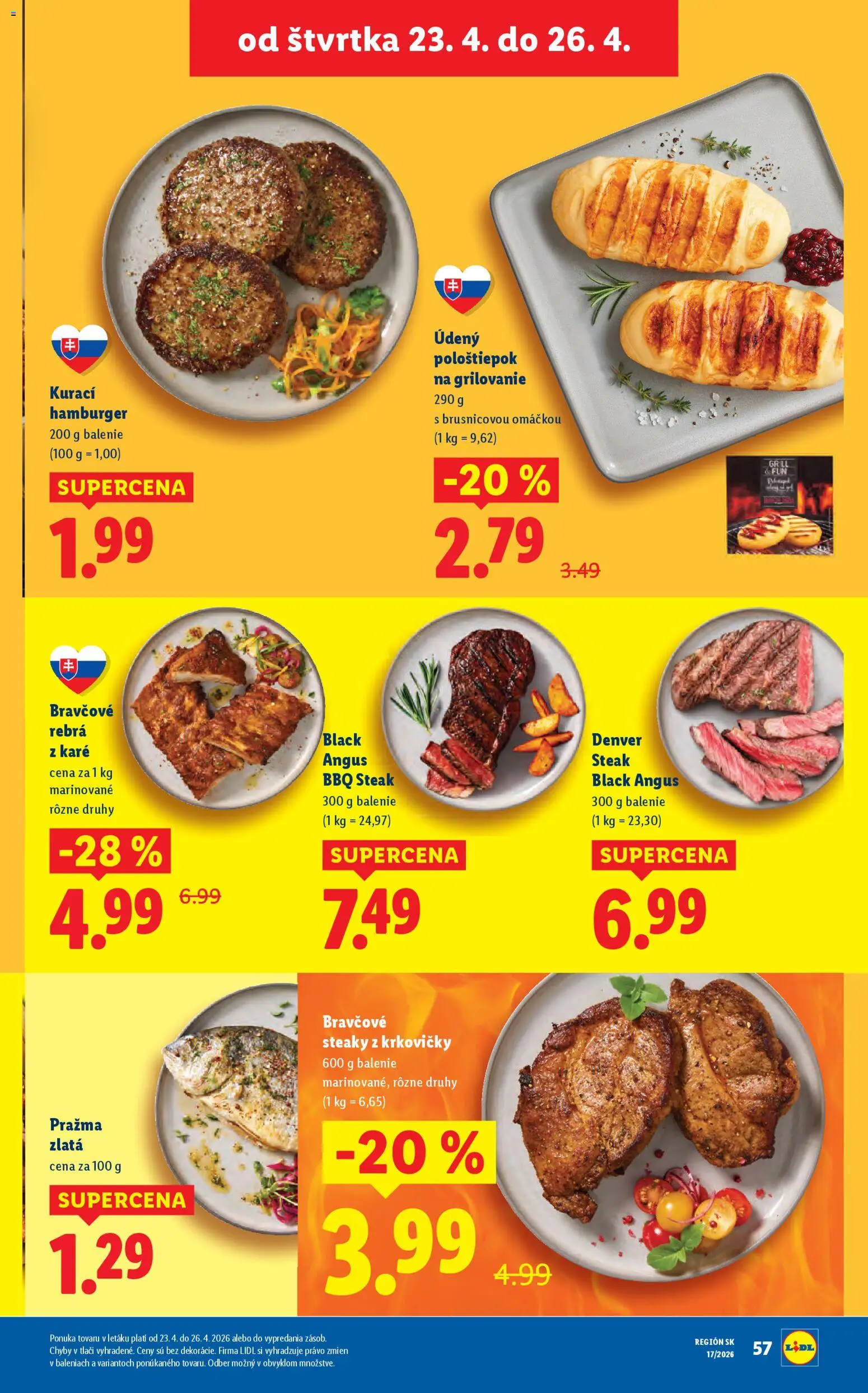 Nové Lidl akcie – leták je platný od 20.04.2026 | Strana: 63 | Produkty: Steak