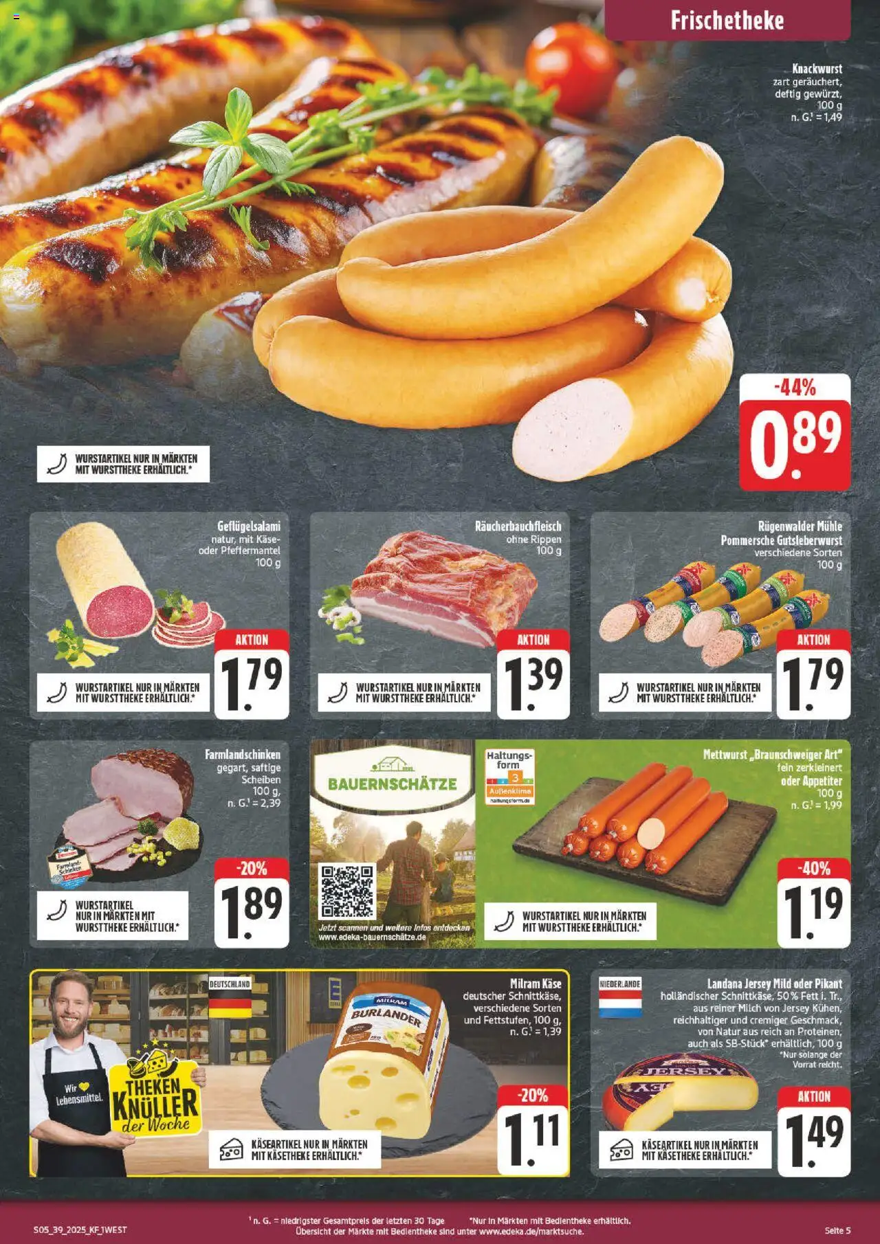 nah & gut Prospekt 	 – gültig ab 22.09.2025 | Seite: 5 | Produkte: Milch, Theke, Milram, Schinken
