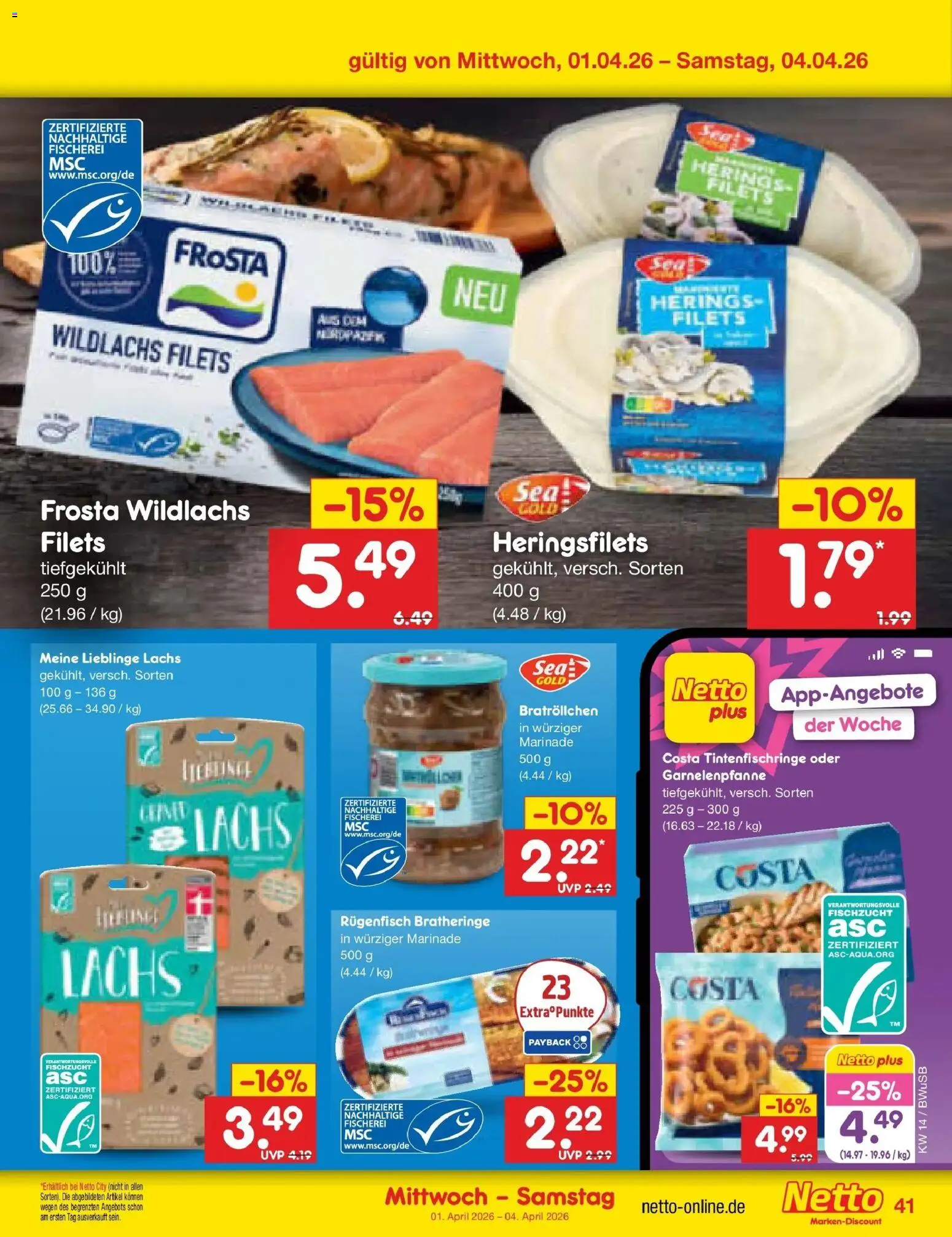 Netto Marken-Discount Prospekt Stemwede-Dielingen	 – gültig ab 30.03.2026 | Seite: 55 | Produkte: Frosta, Lachs