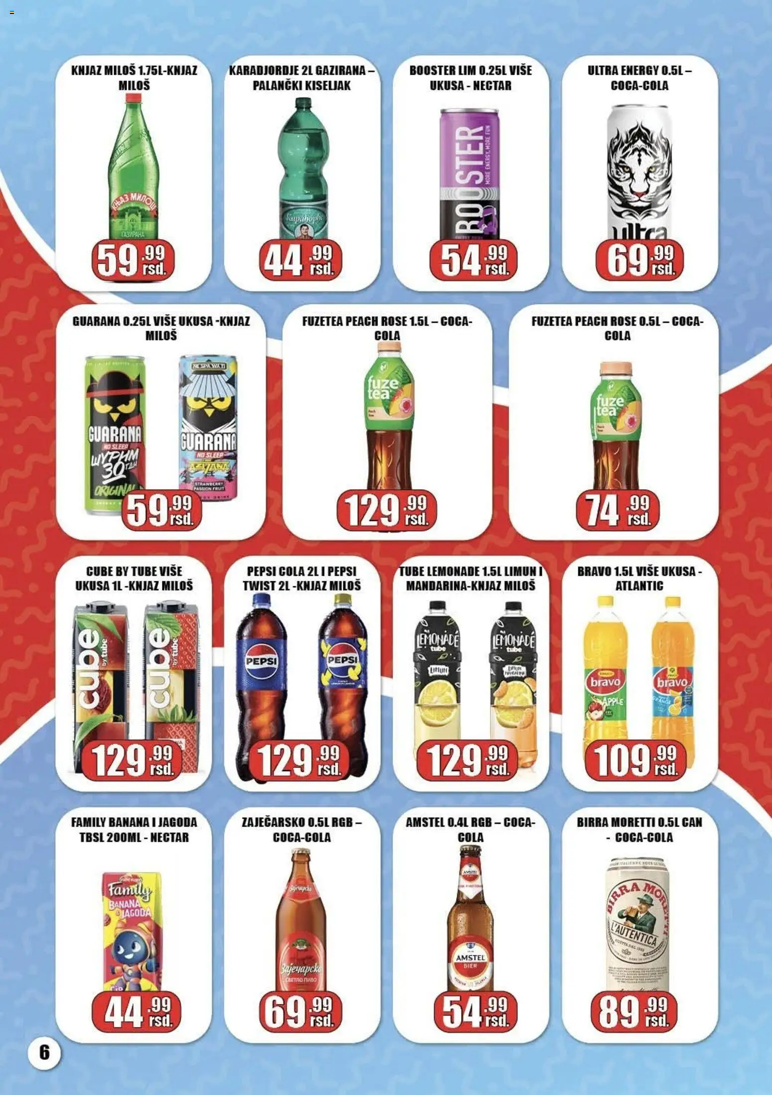 Gala MARKET katalog - važi od 05.04.2026 | Strana: 6 | Proizvode: Banana, Birra Moretti, Amstel, Pepsi