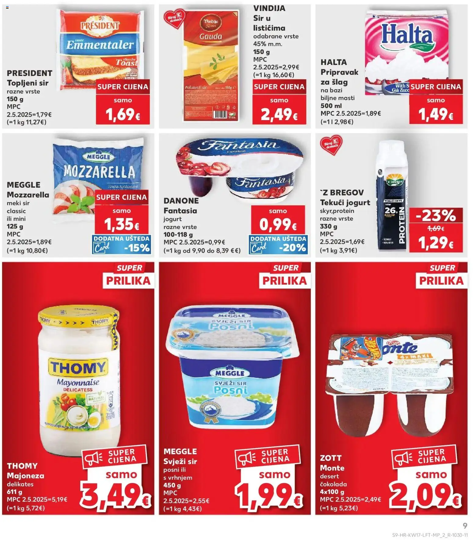 Kaufland katalog | vrijedi od 22.04.2026 | Stranica: 9 | Proizvodi: Mozzarella, Sir, Čokolada, Toast
