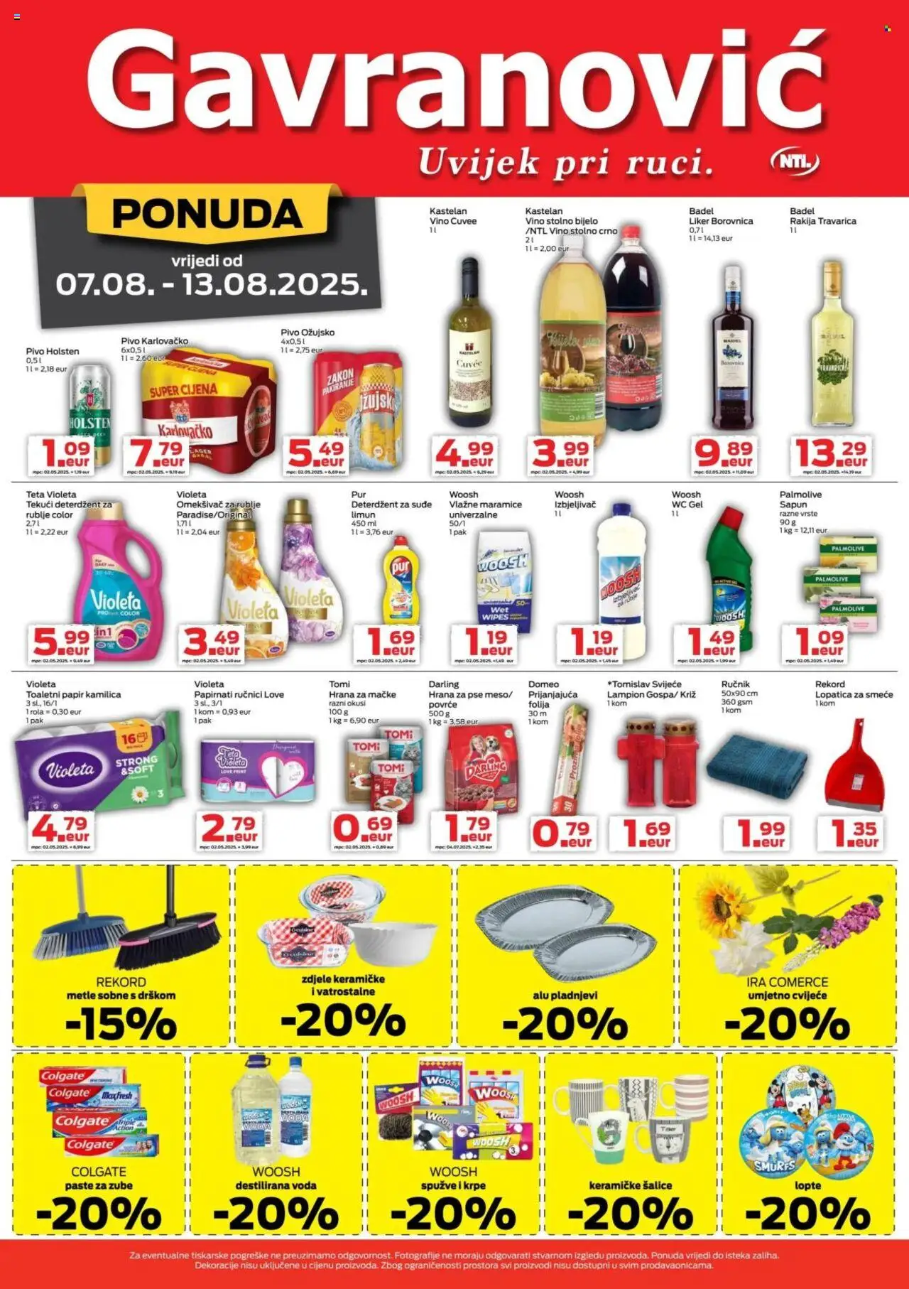 Gavranović katalog | vrijedi od 07.08.2025 | Stranica: 4 | Proizvodi: Pivo, Voda, Liker, Hrana za mačke